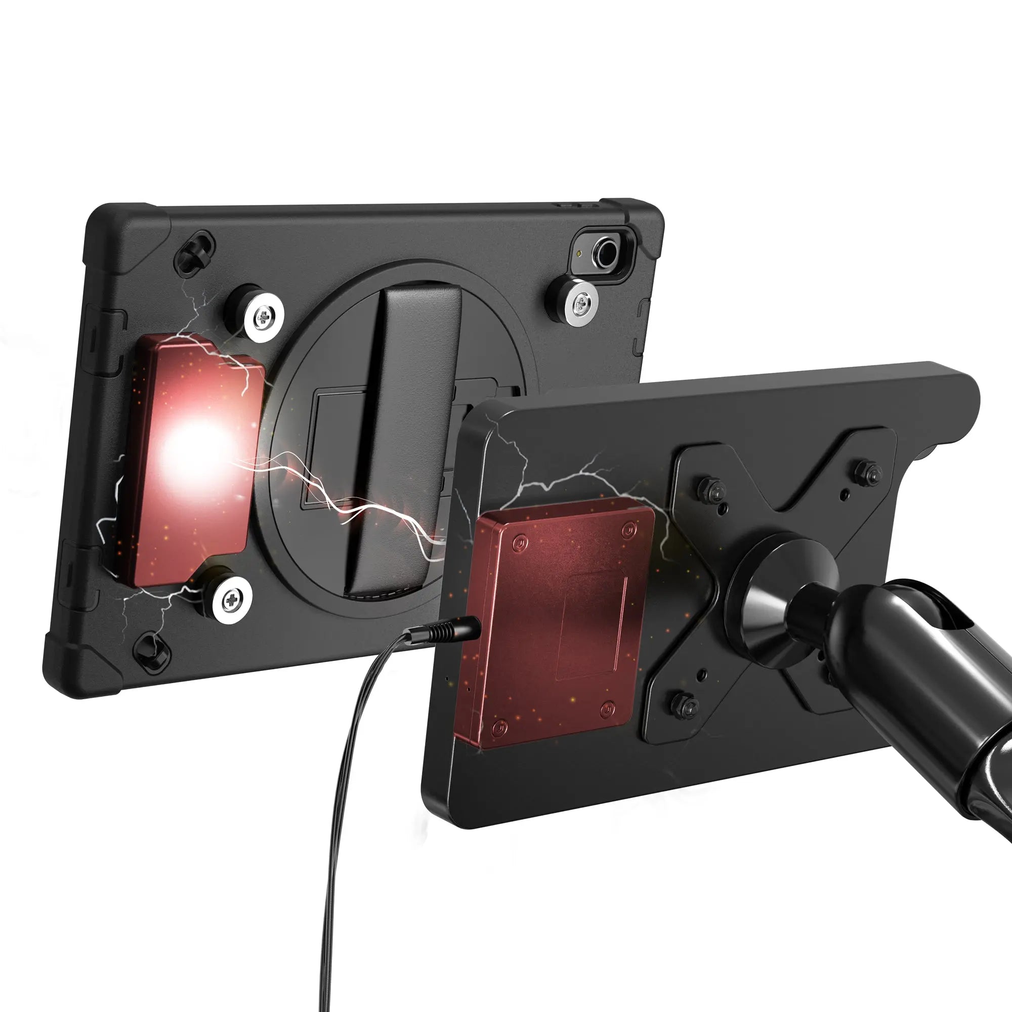 Custom Flex Desk Clamp Mount with Wireless Charging Case Kit - Adjustable Phone Holder for Office, Home & Gaming Setup - Compatible with iPhone & Android Devices