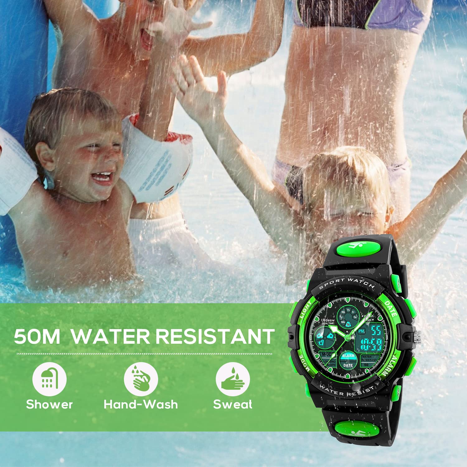 Waterproof Digital Analog Quartz Watch for Boys 6-15 Years Old - Durable Rubber Sports Wristwatch for Swimming, Outdoor Activities & Christmas Gifts
