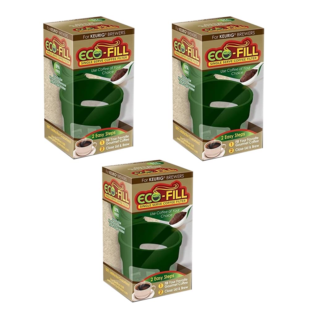 Eco-Friendly Refillable Coffee Pods for Keurig K-Cup Brewers - Reusable Single Serve Capsules (3 Pack) - Perfect for Home, Office & Travel Use
