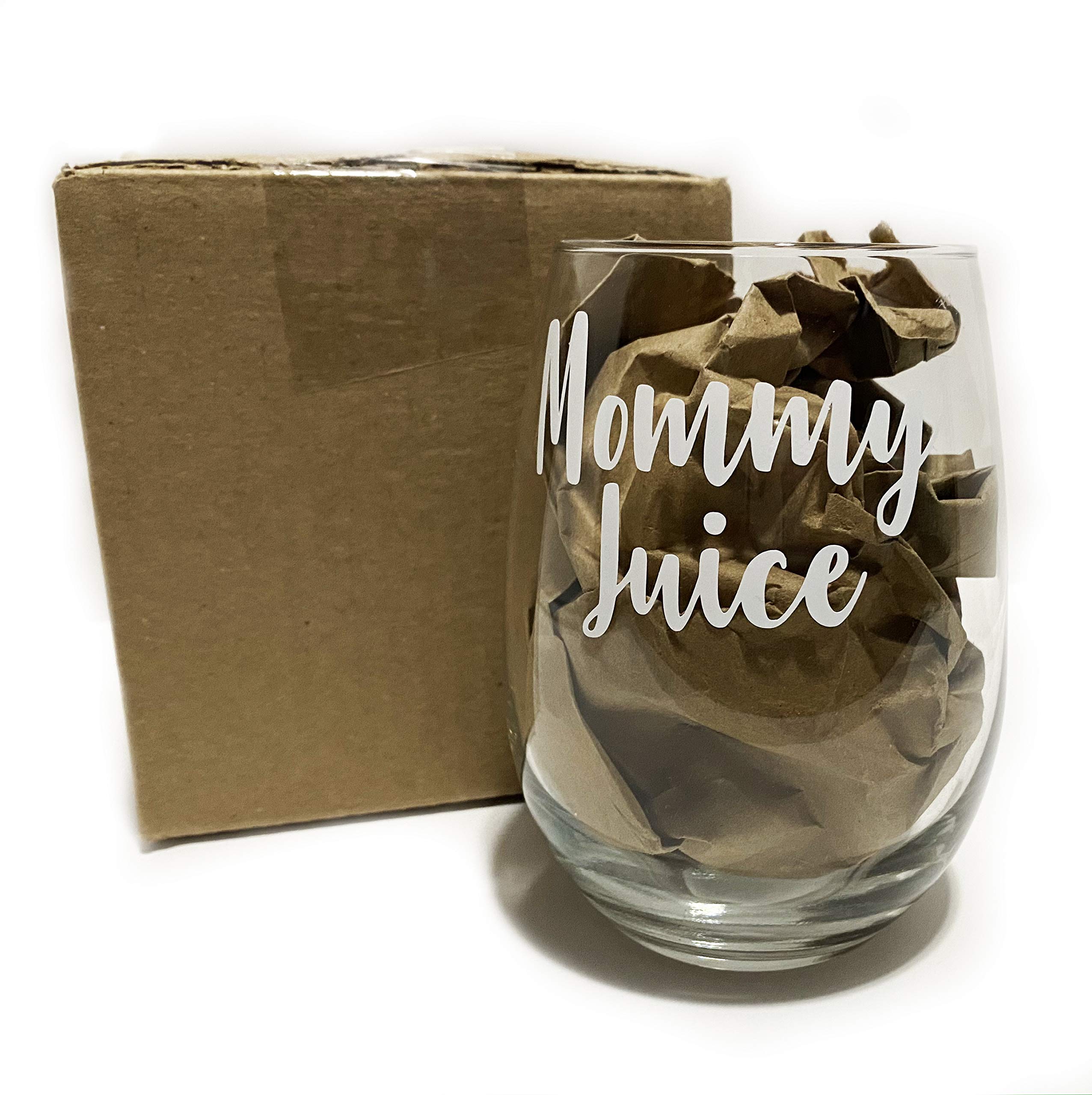 Mommy Juice Funny Stemless Wine Glass - Perfect for Moms Night Out, Relaxing at Home, or Gifts for Wine Lovers