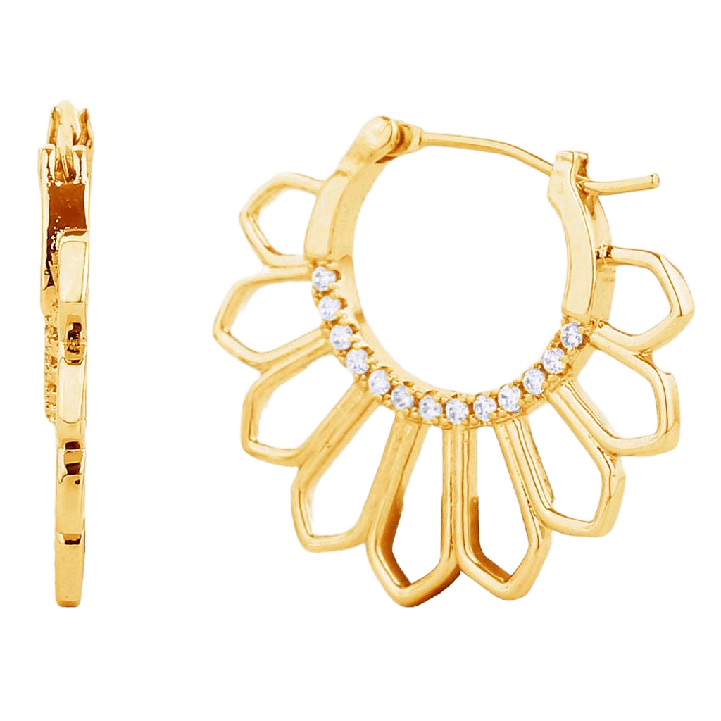 14K Gold Plated CZ Paved Stud Earrings for Women - Elegant Cubic Zirconia Jewelry for Party, Wedding & Everyday Wear