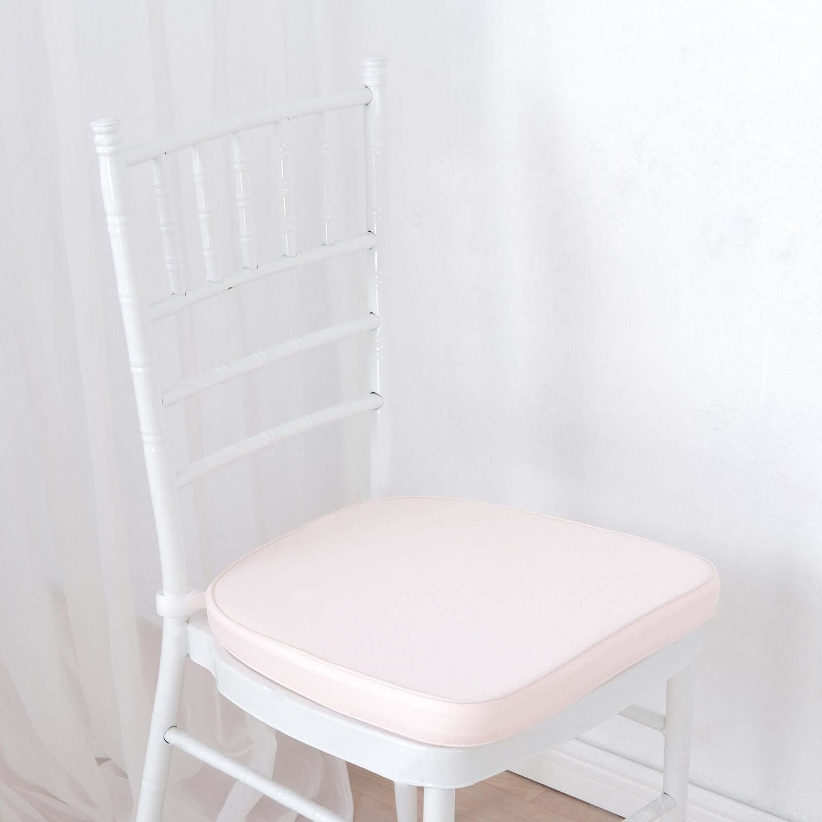 Efavormart 10-Pack 2-Inch Thick Blush Rose Gold Chiavari Chair Cushions - Memory Foam Seat Pads with Ties & Washable Covers - Perfect for Weddings, Banquets, and Home Decor