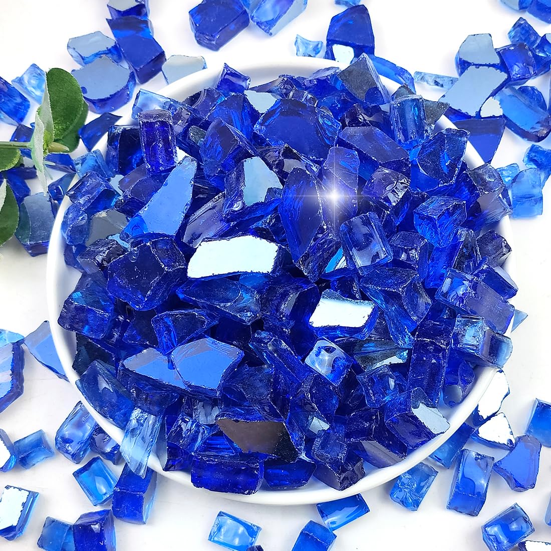 Premium 1/2 Inch Reflective Fire Glass Rocks for Propane Fire Pits - 5 lbs Cobalt Blue Fireplace Gems for Outdoor Fire Tables, Patio Heaters & Landscaping - Perfect for Backyard Gatherings, Poolside Relaxation & Cozy Evenings