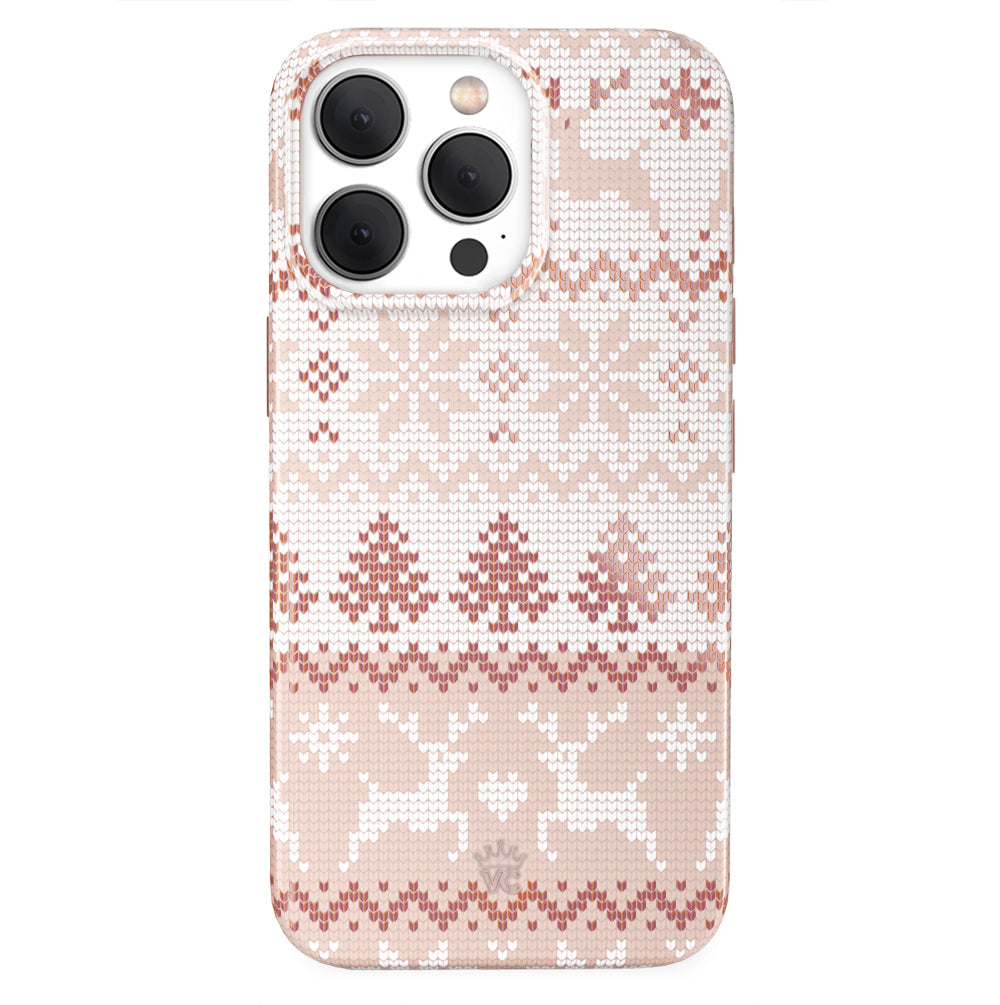 Soft & Cozy Chai Sweater Design iPhone Case - Trendy Knit Pattern Phone Cover for iPhone 13/14/15 Pro Max - Perfect for Fall & Winter Fashion Accessory