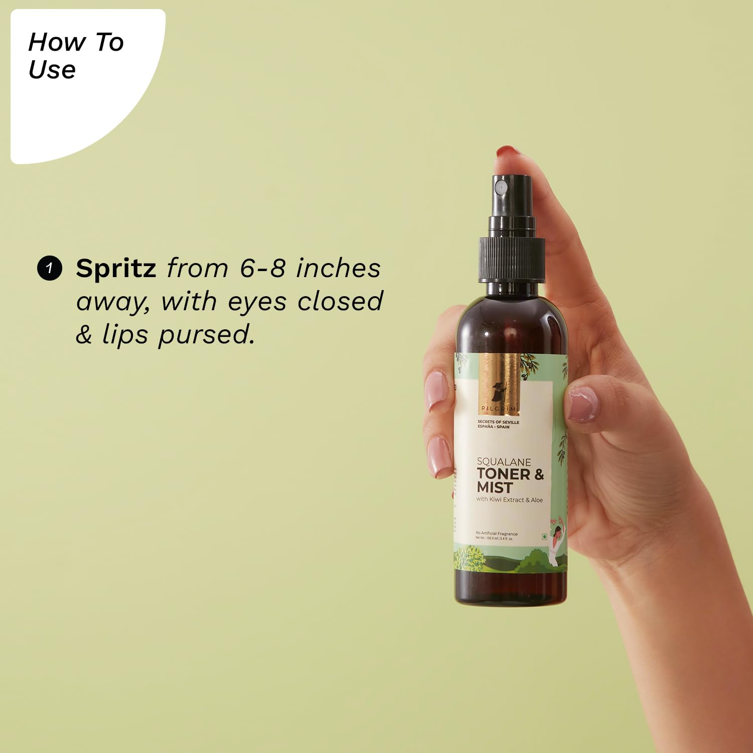 PILGRIM Spanish Squalane Face Toner 100ml - Alcohol-Free Hydrating Toner for Glowing Skin, Pore Minimizing, Oily & Acne-Prone Skin Care | Refreshing Facial Toner for Daily Skincare Routine, Morning & Night Use
