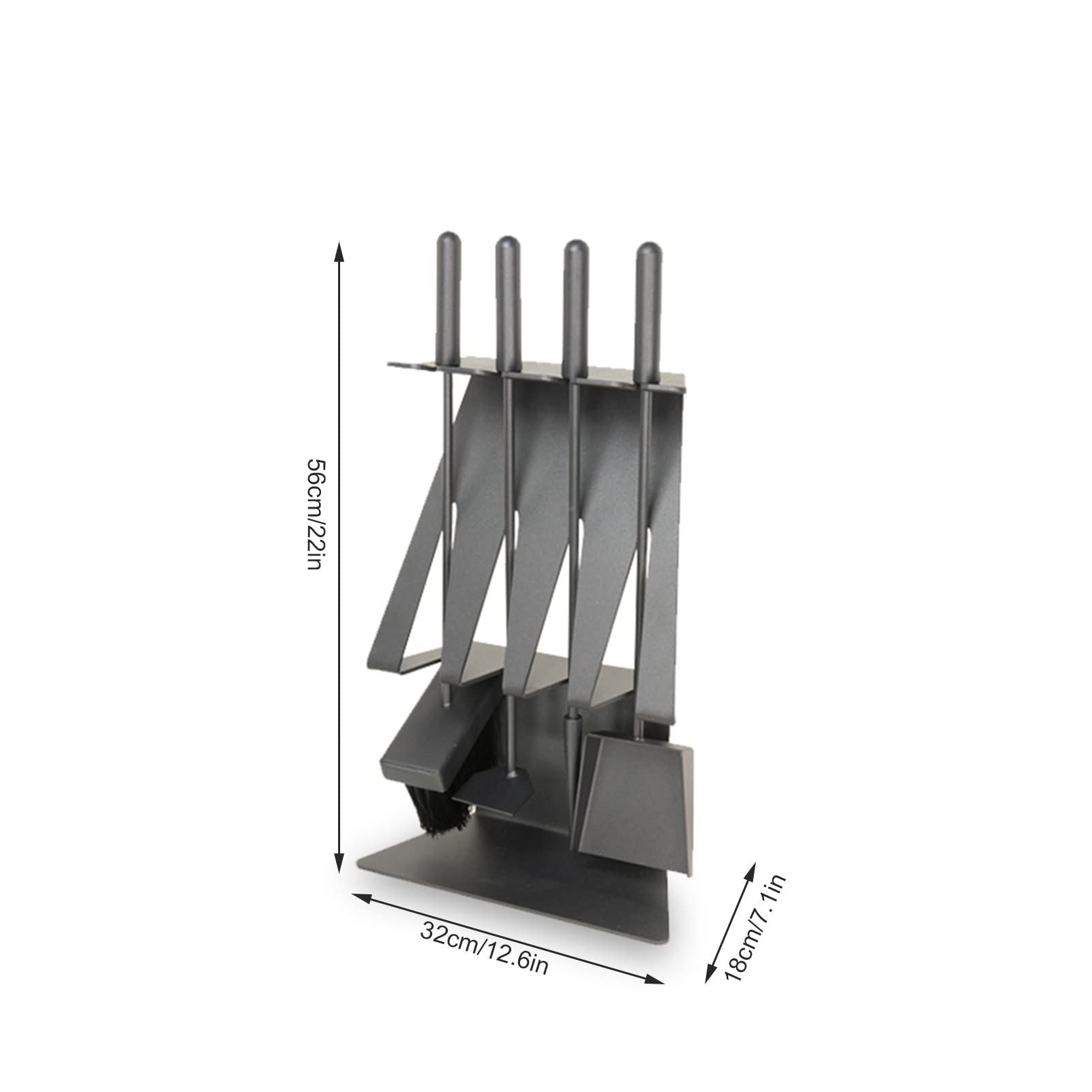 5-Piece Fireplace Tool Set - Heavy Duty Wrought Iron Fireplace Tools for Indoor/Outdoor Use - Firewood Poker, Brush, Shovel, Tongs & Stand - Perfect for Fireplace, Wood Stove, Camping & Patio