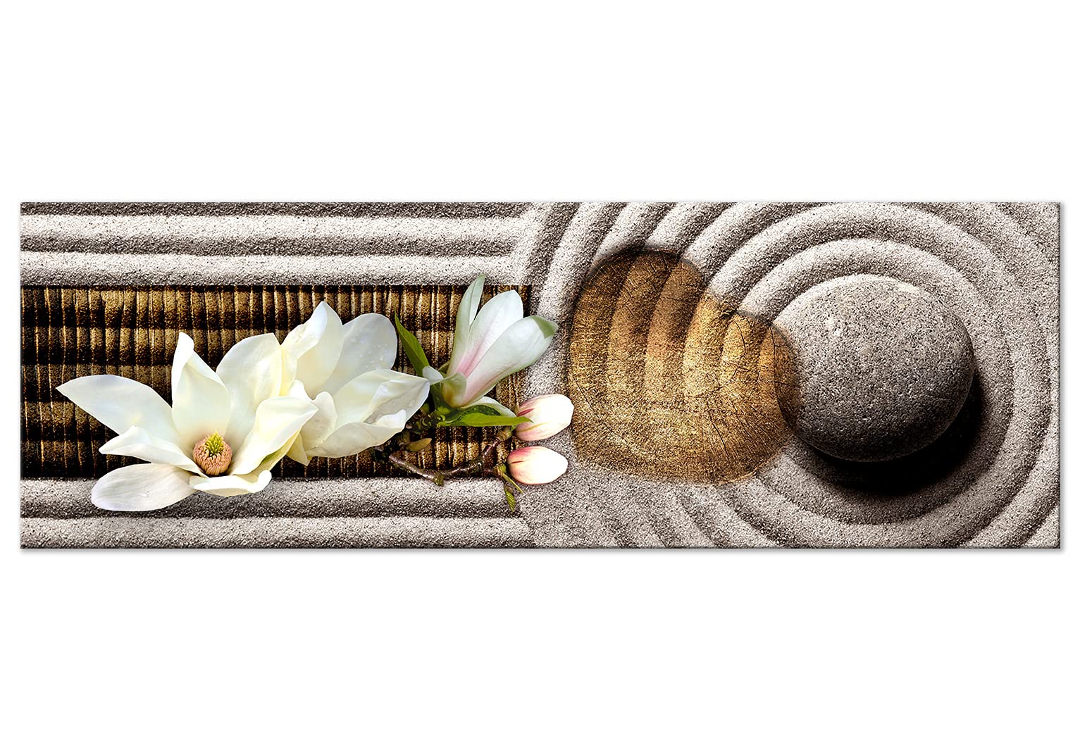 Artgeist Acoustic Canvas Wall Art Print - Floral Magnolias Soundproofing Picture 53x18 inches (1pc) with Acoustic Foam for Home Office Decor, Room Acoustics & Soundproofing | Perfect for Living Room, Bedroom, Spa or Studio