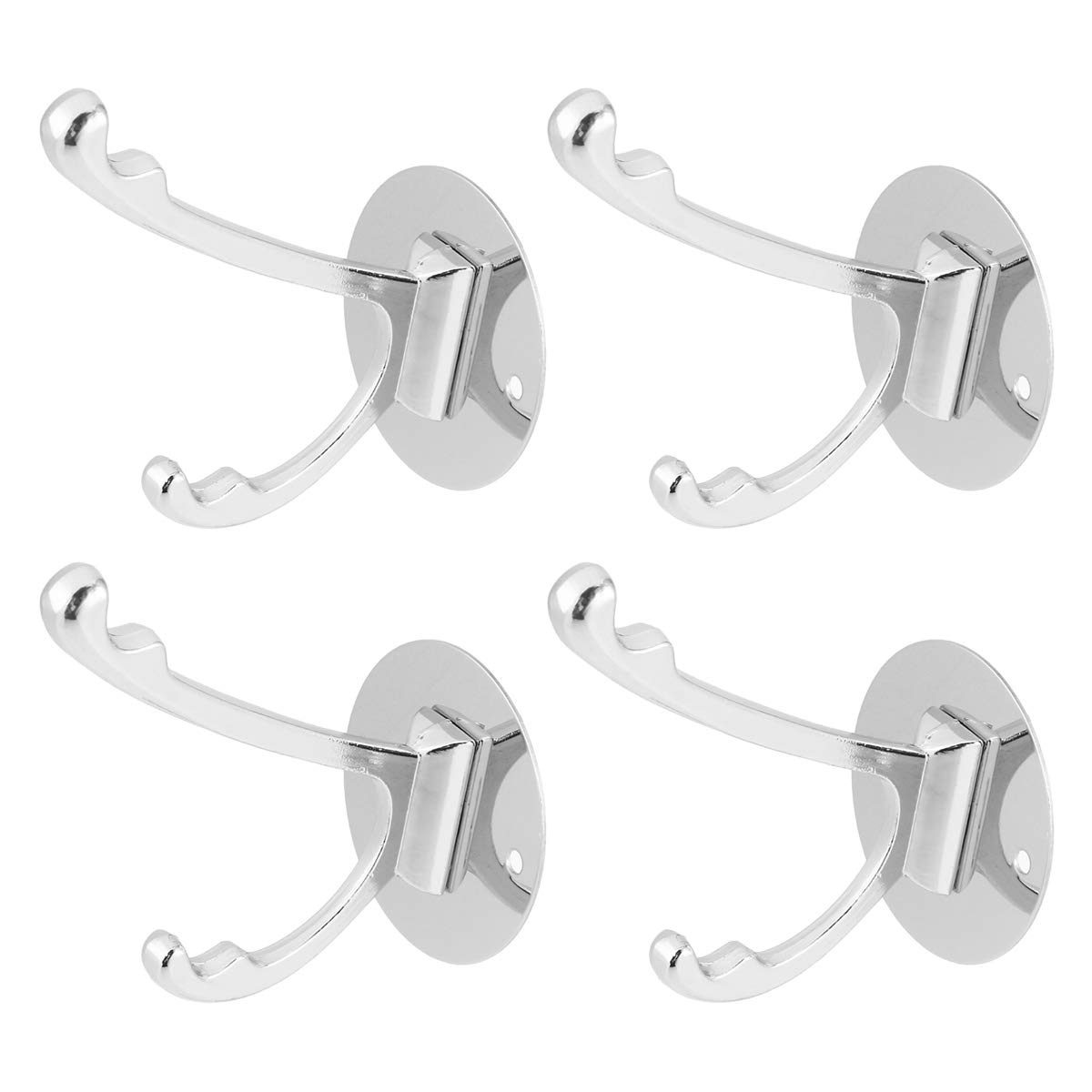4-Pack Stainless Steel Wall Hooks - Heavy Duty Metal Hooks for Home Organization, Kitchen, Bathroom & Entryway - Rustproof Wall Mount Hangers for Coats, Towels, Bags & Decor