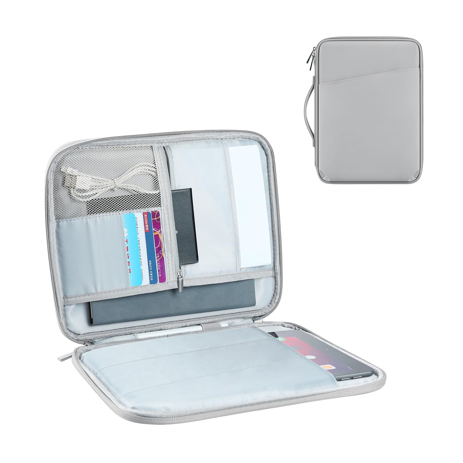 DDgro 9-11 Inch iPad Air Sleeve Case - Premium PU Leather Tablet Sleeve Bag for iPad Pro, Galaxy Tab, Kindle & More (Grey, 11 Inch) - Perfect for Work, Travel & School Protection