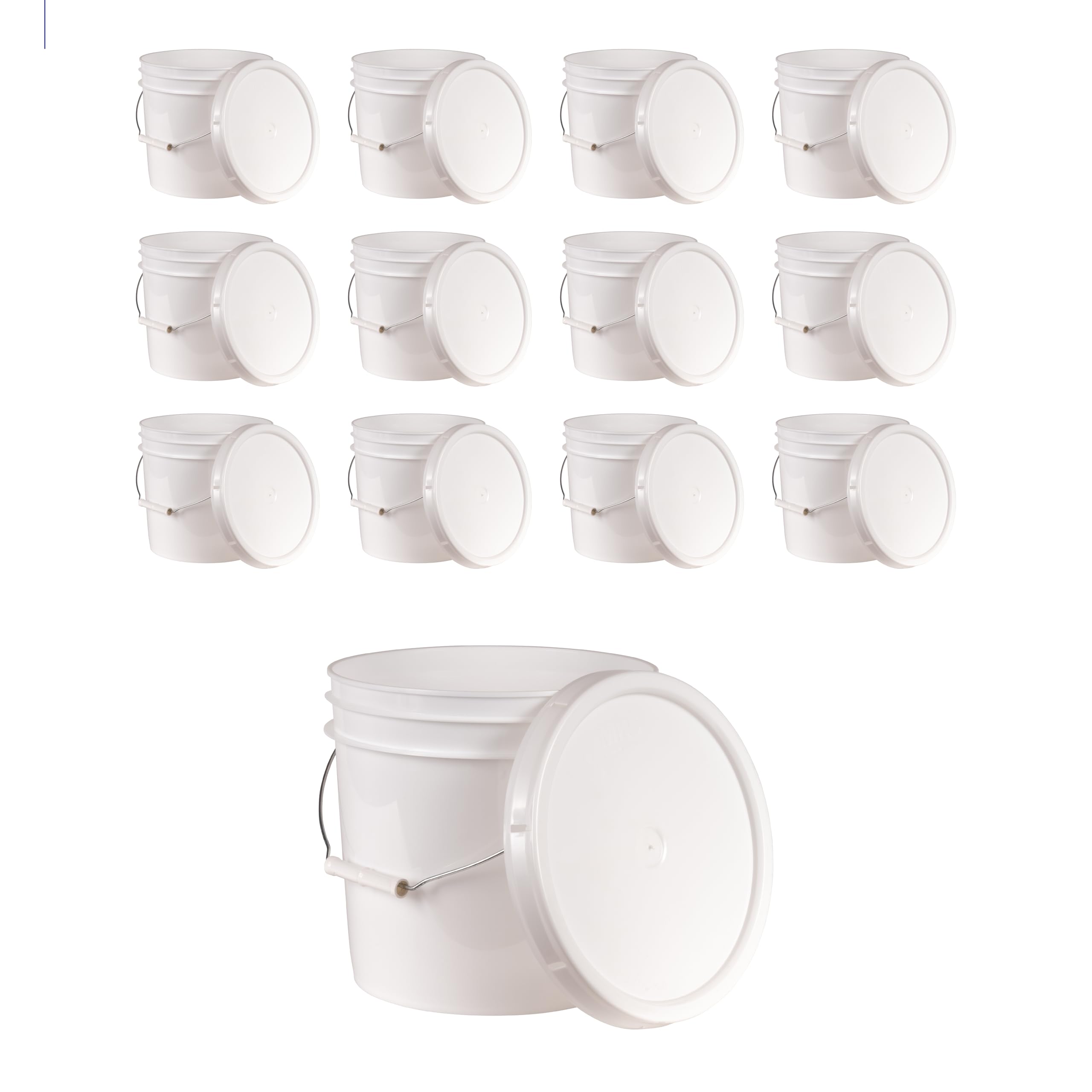 ATERET 2 Gallon White Pail with Lid - Durable Food Grade BPA-Free Plastic Bucket - Multi-Purpose Storage Container (12 Pack) - Ideal for Food Storage, Home Organization & DIY Projects