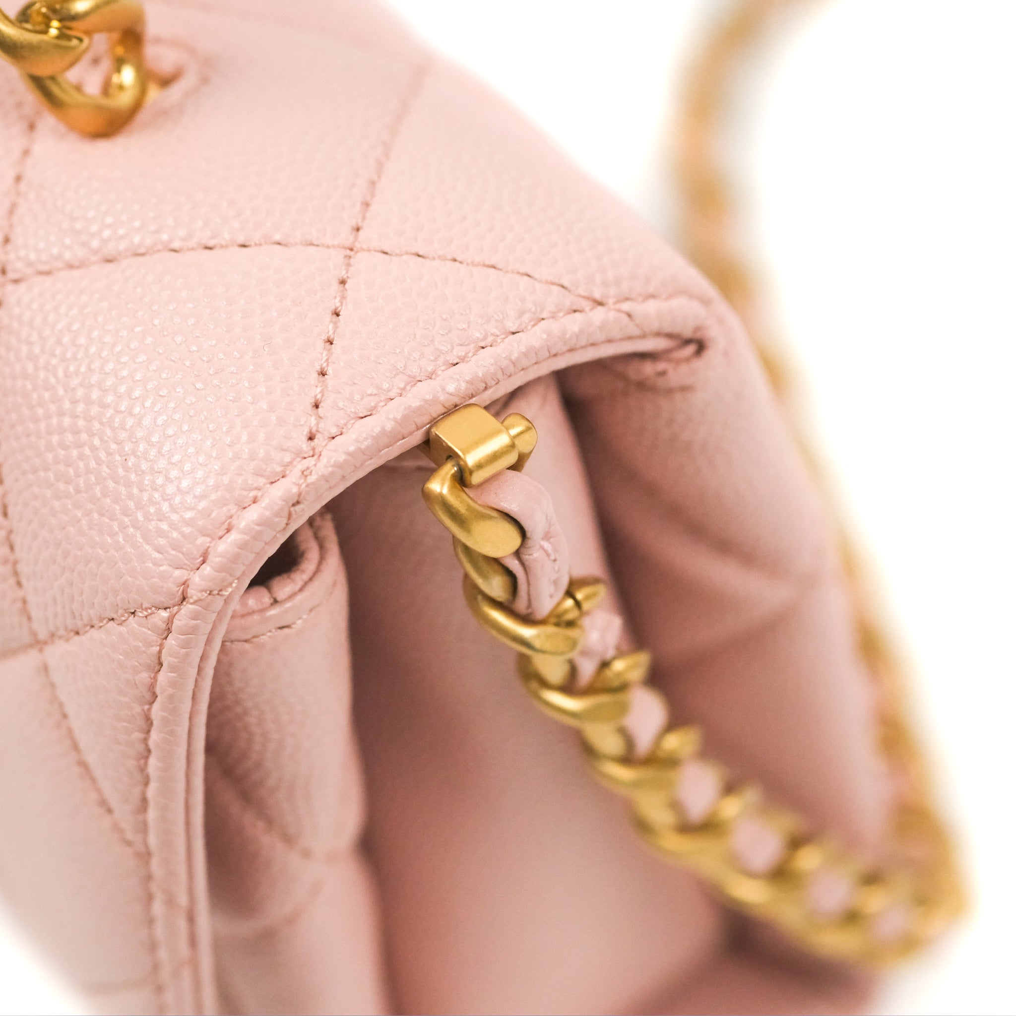 Chanel Carry Me Top Handle Flap Bag in Pink Caviar Leather with Aged Gold Hardware 23S Collection - Perfect for Date Nights, Parties & Special Occasions