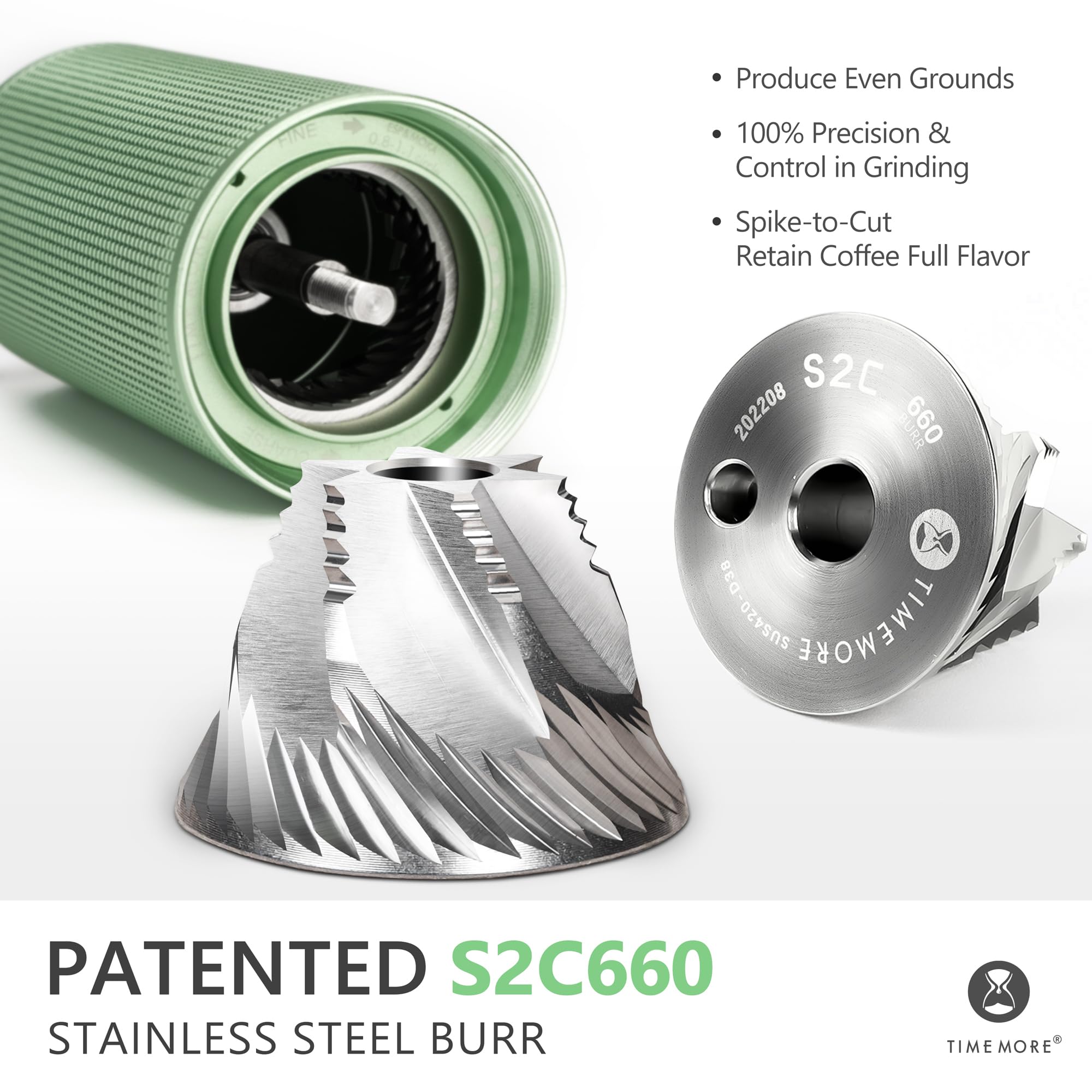 TIMEMORE C3 ESP Pro Manual Coffee Grinder - Stainless Steel Conical Burr, Adjustable Grind Settings for Espresso, Foldable Handle, Portable Hand Grinder (Green) - Perfect for Home Brewing, Camping & Travel Coffee Lovers