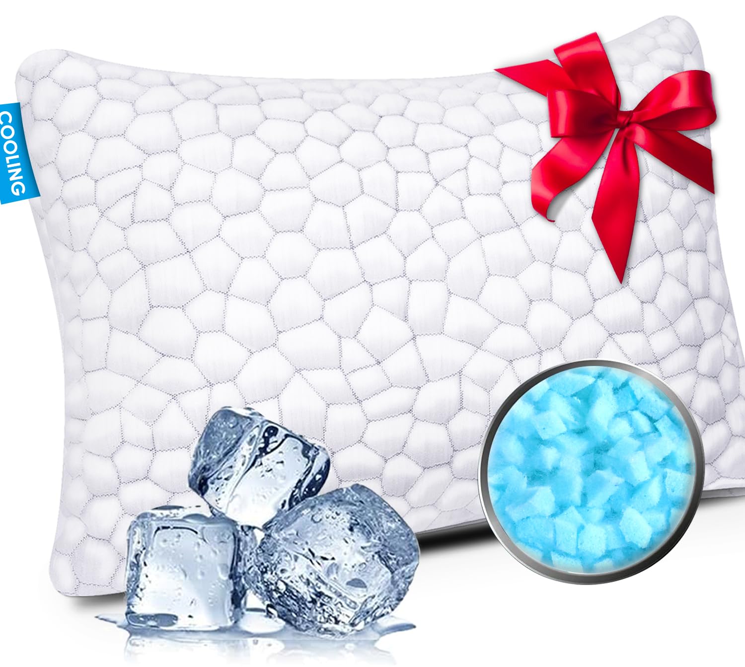 SUPA MODERN Cooling Bed Pillows for Sleeping - Adjustable Shredded Memory Foam Pillow (1 Pack) | Breathable & Supportive for Hot Sleepers, Back & Side Sleepers | Perfect for Summer Nights & Hot Climates