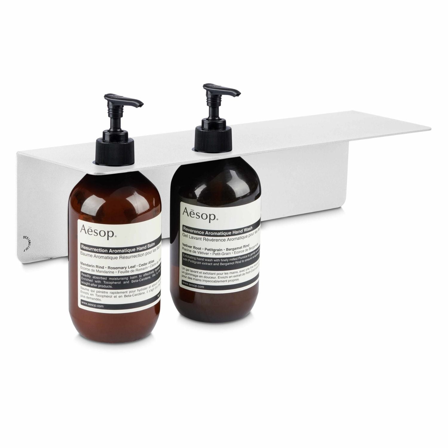 DESIGNSTUFF White Dual Soap Dispenser Shelf Holder - Perfect for Bathroom & Kitchen Organization