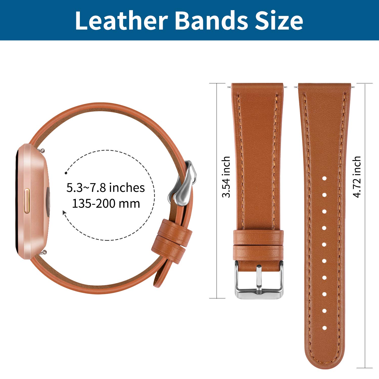Premium Genuine Leather Bands for Fitbit Versa 2/Versa/Versa Lite - Replacement Watch Strap for Women & Men | Comfortable & Durable Fitness Tracker Accessory for Workouts, Office & Everyday Wear