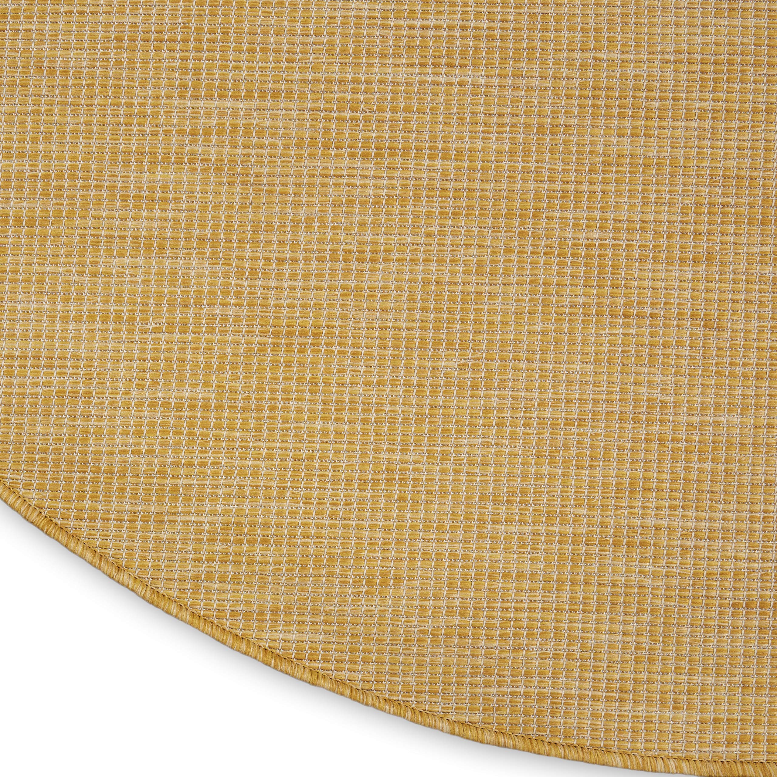 Nourison Positano 8' Round Indoor/Outdoor Area Rug - Yellow, Easy to Clean, Non-Shedding for Bedroom, Living Room, Dining Room | Perfect for Backyard, Deck & Patio Use
