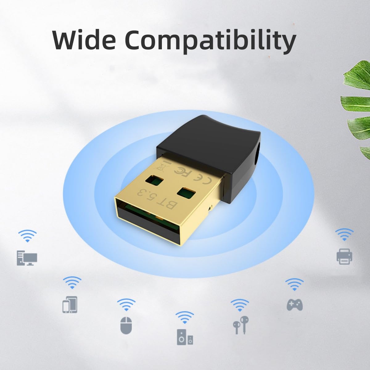 USB Bluetooth 5.3 Adapter for PC - Plug & Play Bluetooth Dongle for Windows 11/10/8.1, Bluetooth Transmitter & Receiver for Desktop, Laptop, Mouse, Keyboard, Headphones, Speakers, Printer - Wireless Audio Streaming & Device Connectivity Solution