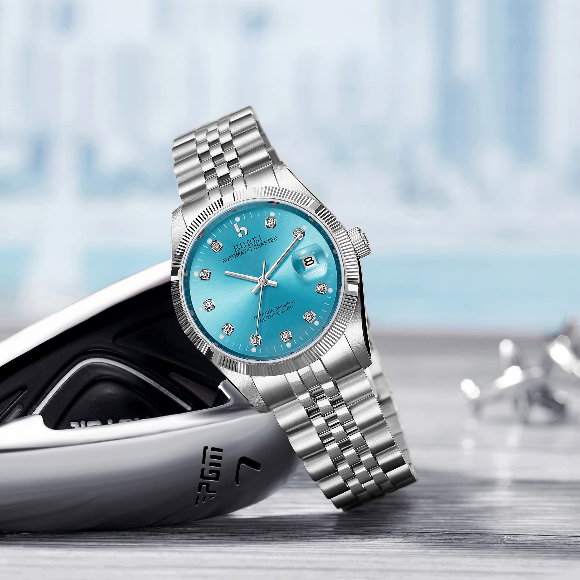 BUREI Men's Automatic Mechanical Watch - Luxury Business Stainless Steel Waterproof Self-Winding Watch for Men | Perfect for Office, Formal Events & Everyday Wear