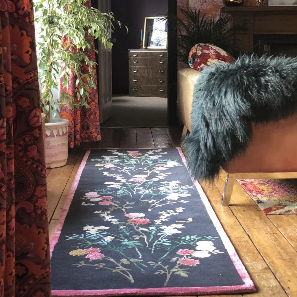 Premium Sardinian Pink Hand-Tufted Runner Rug - Floral Design for Hallway, Bedroom & Living Room Decor
