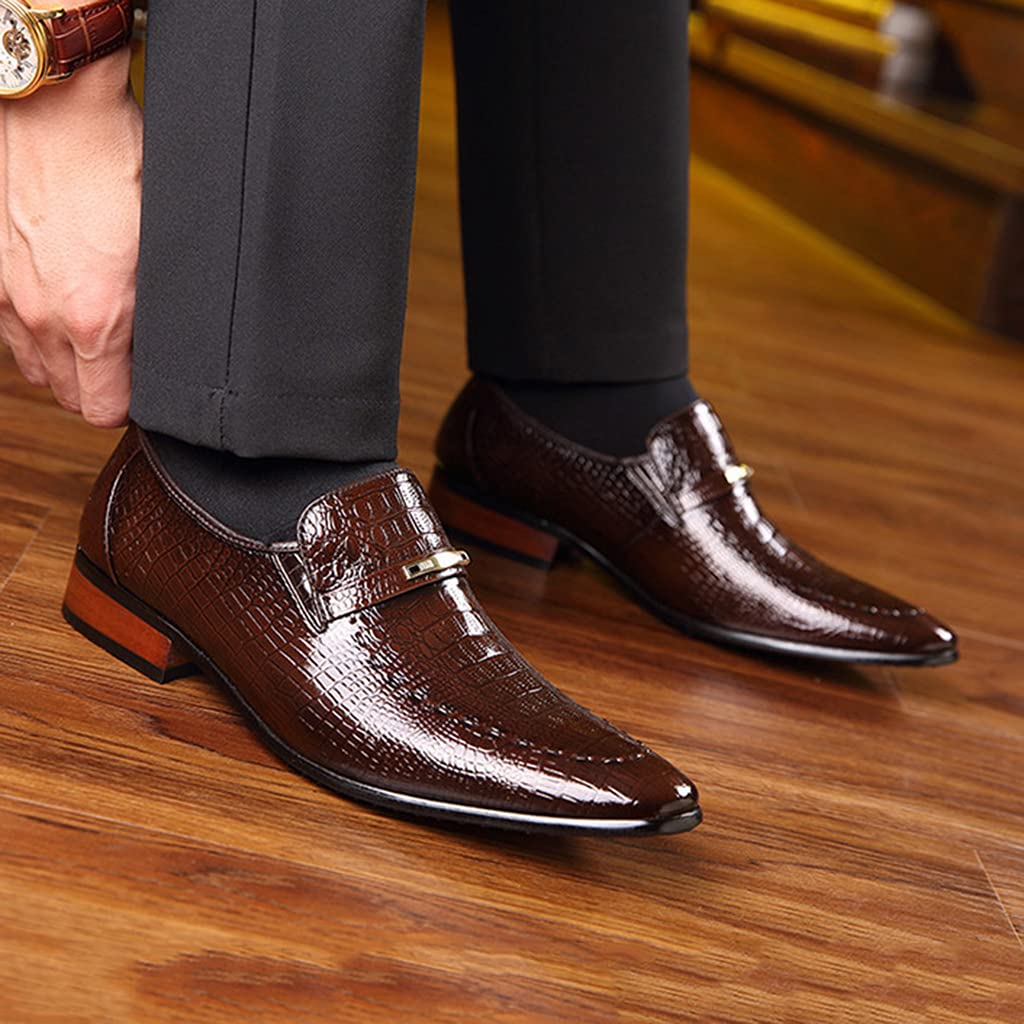 **Men's Formal Leather Shoes - British Style Wedding, Prom, Office & Business Dress Shoes - Brown (Size 41/UK 7.5/US 8) - Perfect for Weddings, Business Meetings & Formal Events**