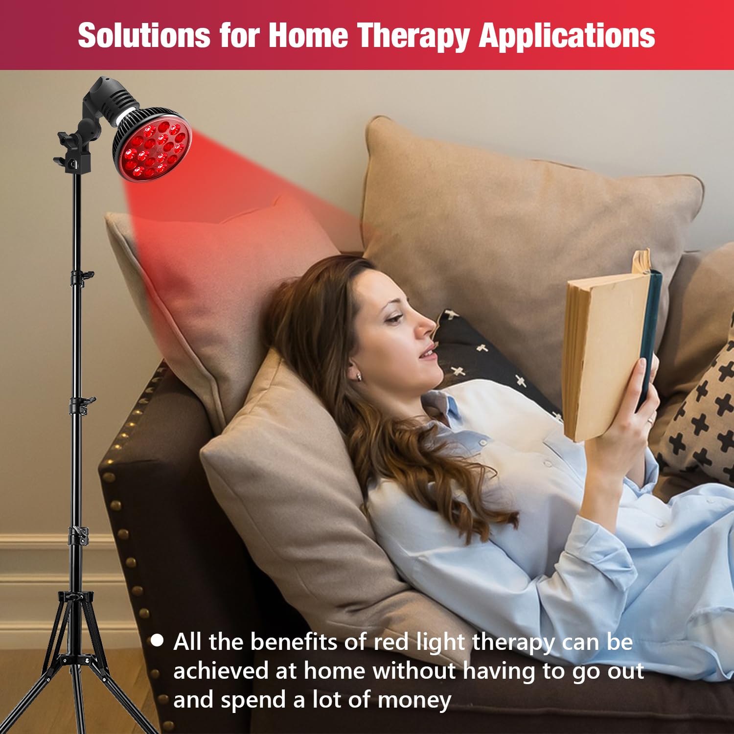 Red Light Therapy Lamp for Body and Face - 660nm Red & 850nm Near Infrared Light Combo - 36W LED Therapy Device with Adjustable Stand (15-61in) - Perfect for Pain Relief, Skin Rejuvenation & Muscle Recovery at Home