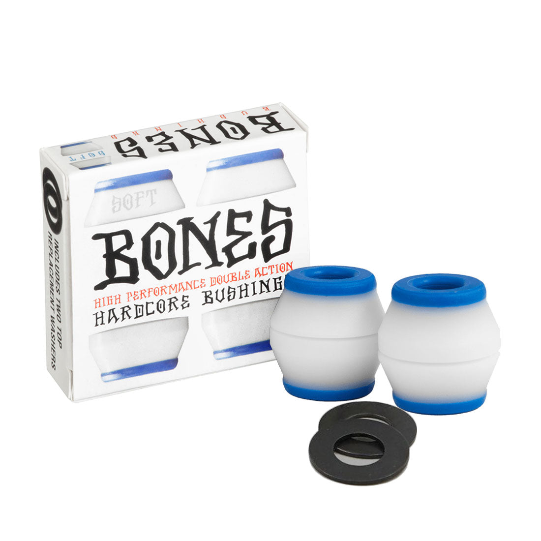Bones Hardcore Conical Skateboard Bushings 4-Pack (White) - Perfect for Skateboard Trucks and Longboard Setup