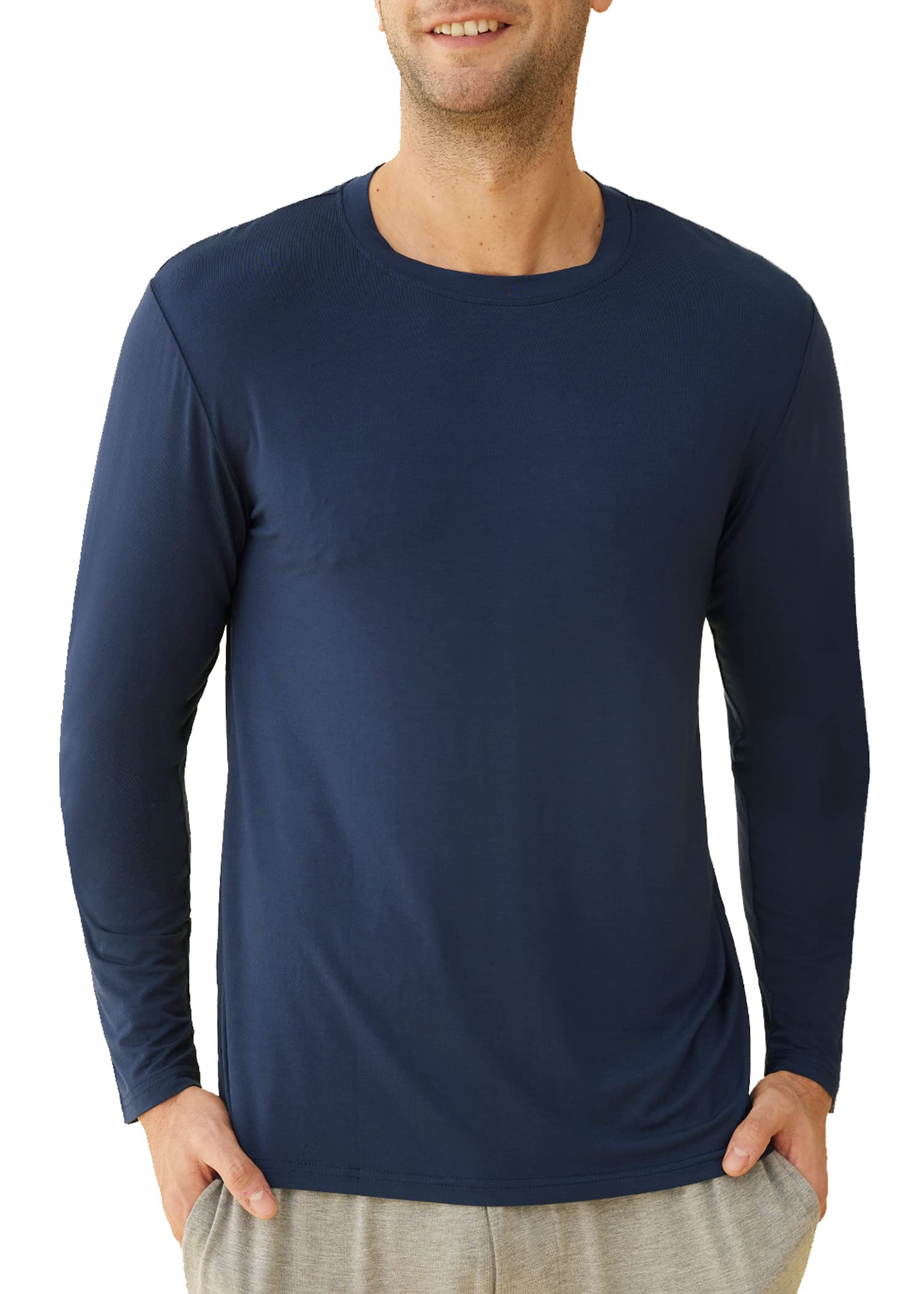 Latuza Men's Bamboo Viscose Pajama Top - Soft Long Sleeve Sleep Shirt for Comfortable Nightwear & Lounge Wear - Perfect for Bedtime, Relaxing at Home, and Travel