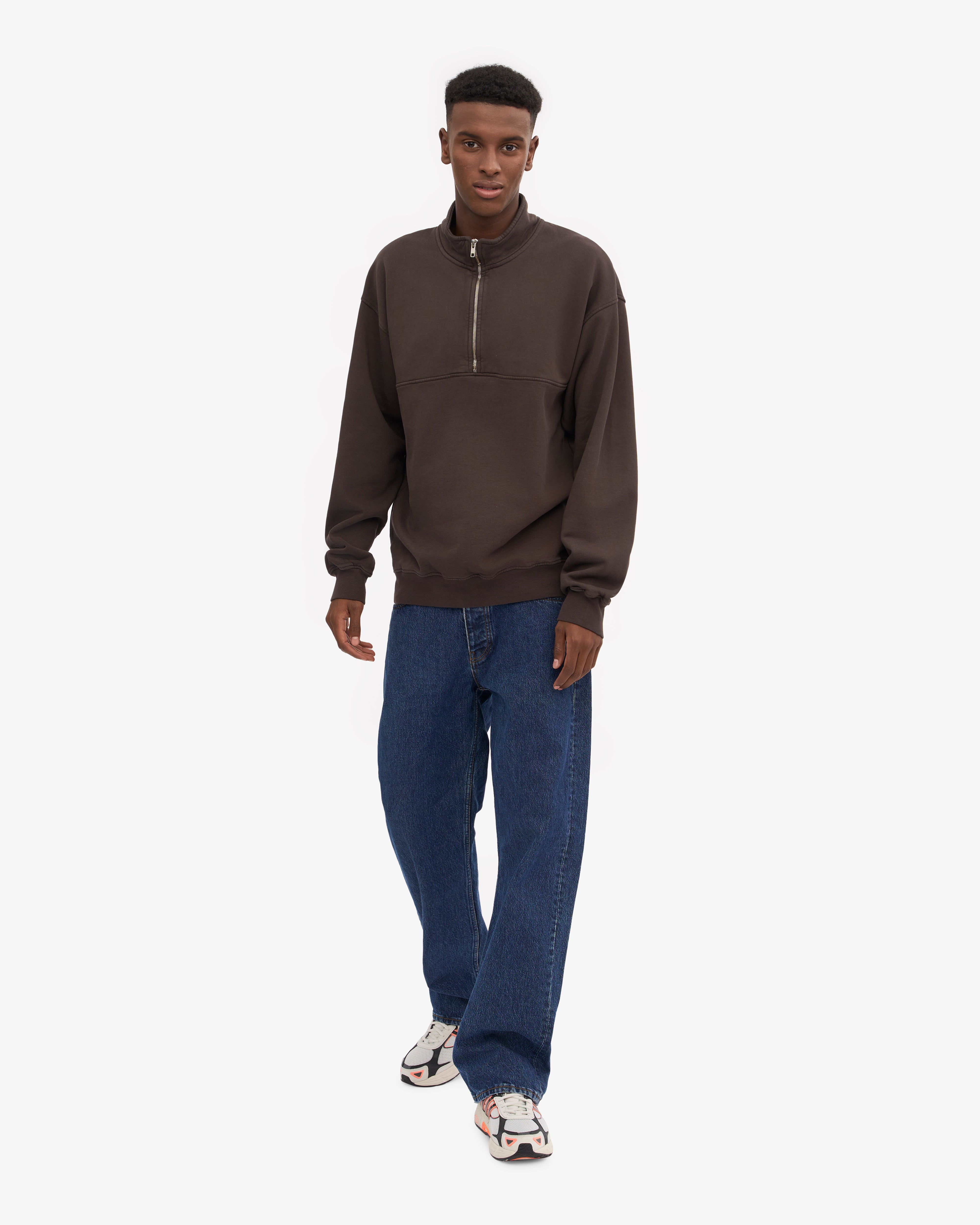 Organic Quarter Zip Sweatshirt for Men - Coffee Brown | Comfortable & Stylish Pullover for Casual Wear, Outdoor Activities & Layering