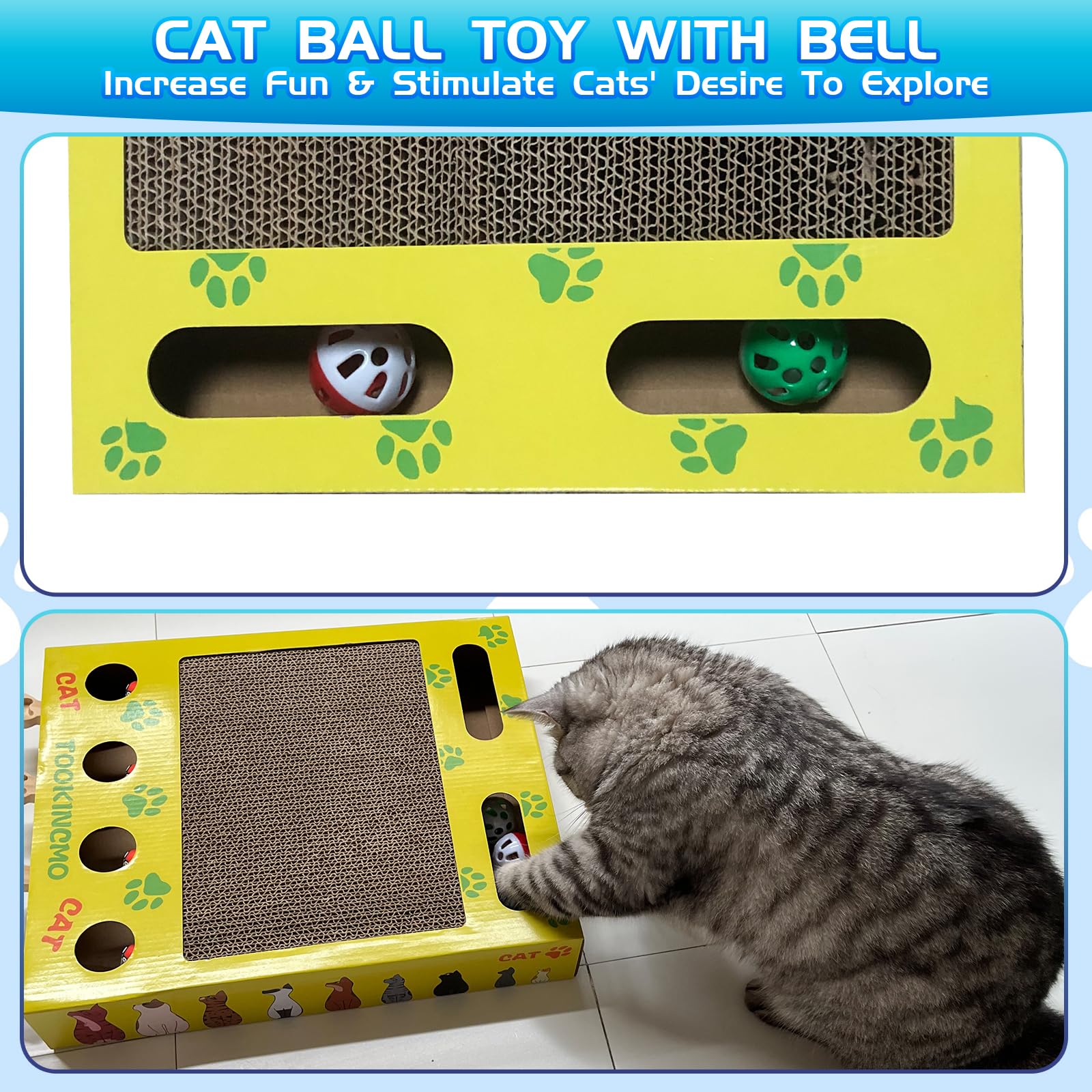 4-in-1 Cat Toy Box with Interactive Games - for Indoor Cats Play & Exercise