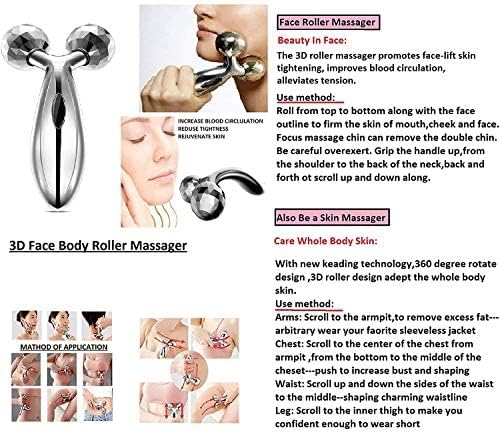 360° Rotating 3D Face & Body Massage Roller - Skin Lifting, Wrinkle Reduction, Facial Contouring Tool (Silver) | Perfect for Home Spa, Anti-Aging Routine & Relaxation Therapy