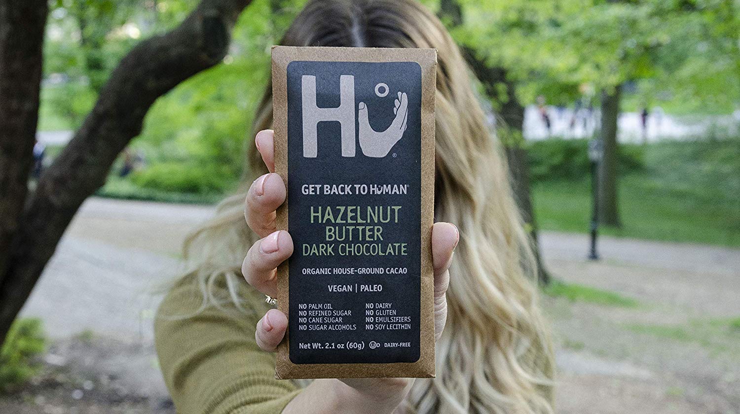 Hu Vegan Chocolate Bars - 12 Pack Hazelnut Praline Dark Chocolate | Gluten Free, Paleo, Non GMO, Kosher Certified | 2.1oz Each Bar | Perfect for Gifts, Snacking & Vegan Desserts