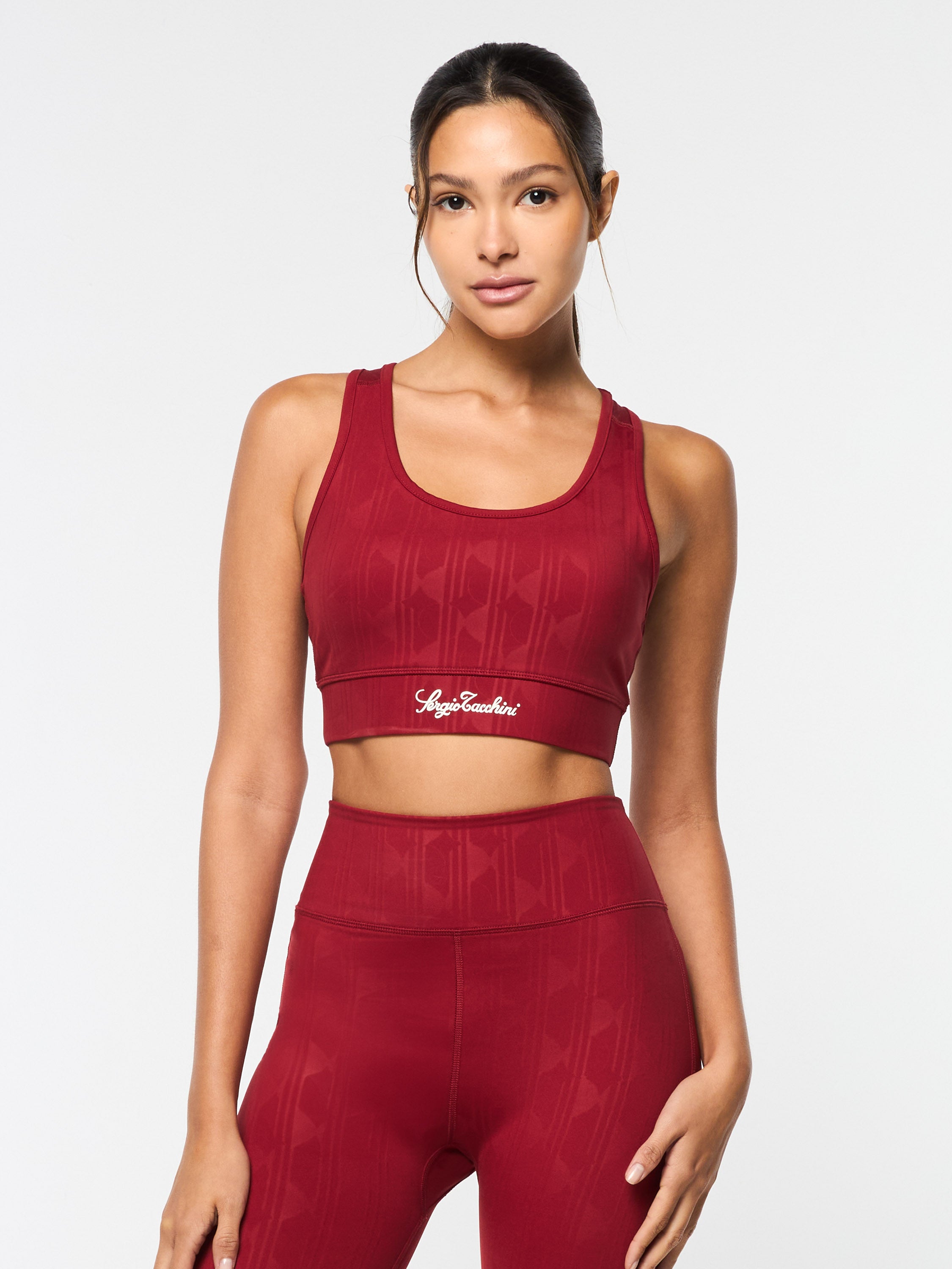 Viano Printed Sports Bra for Women - High Support Workout Top - Sun Dried Tomato Pattern - Perfect for Yoga, Running & Gym Fitness Activities