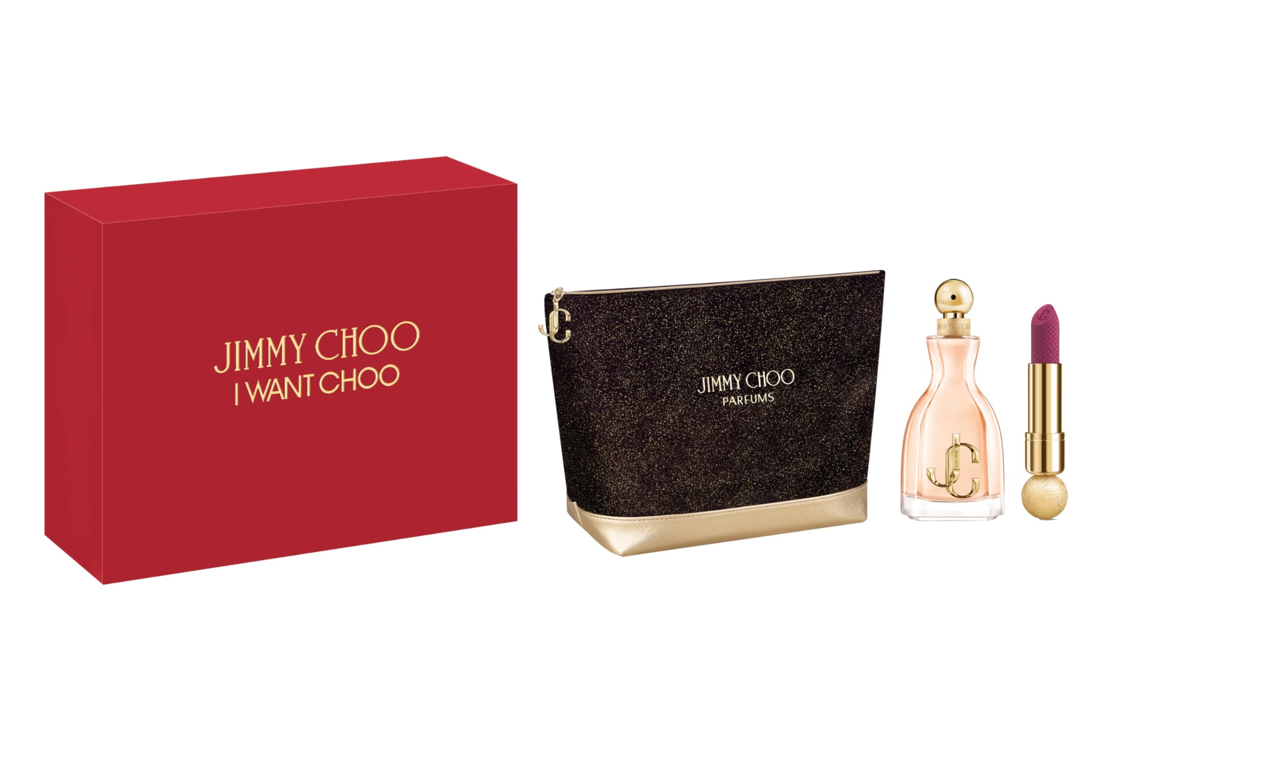 Jimmy Choo I Want Choo Perfume & Lipstick Gift Set for Women - Luxury Fragrance & Makeup Combo for Date Night & Special Occasions