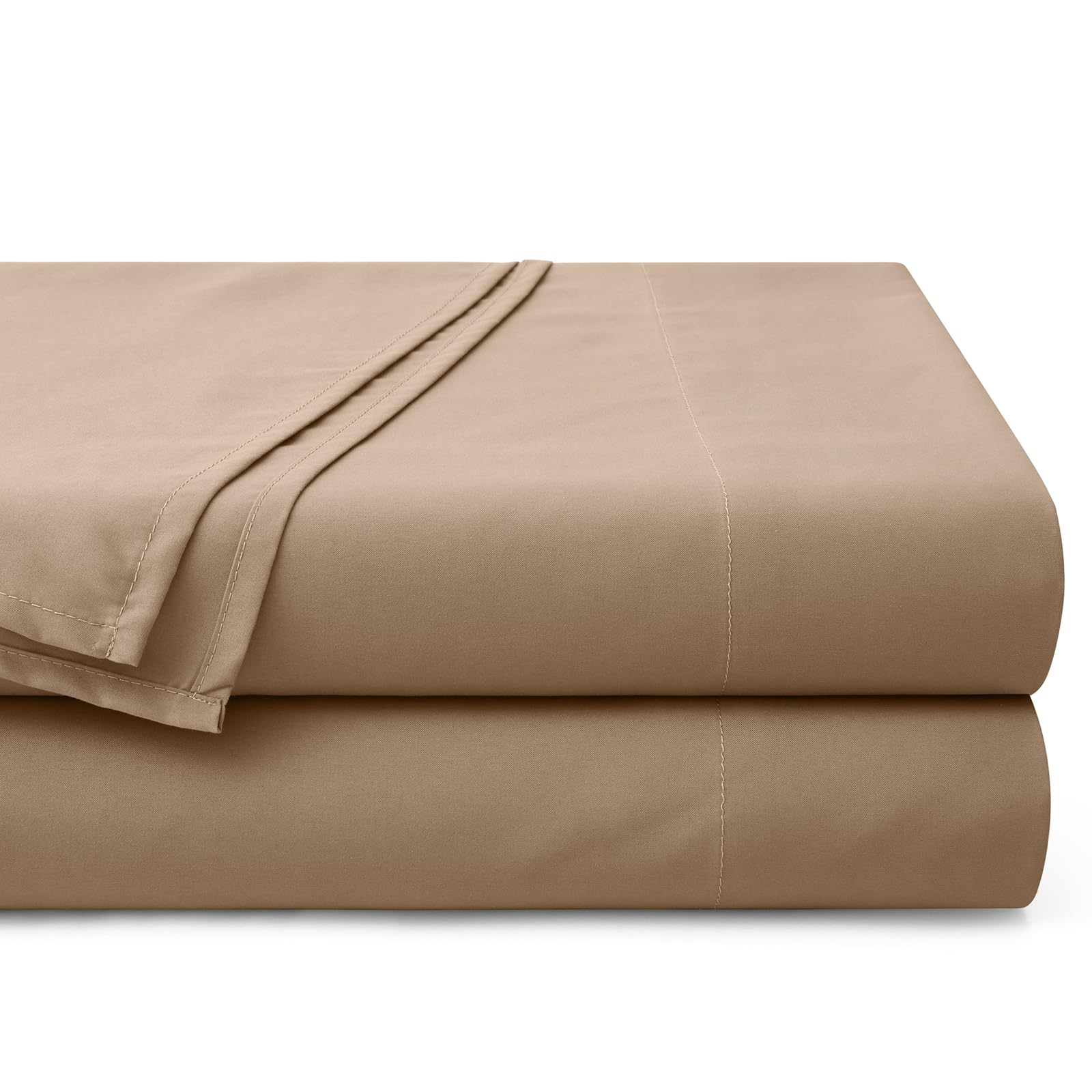 Horbaunal 2 Pack King Size Flat Bed Sheets Only - 1800 Thread Count Microfiber Taupe Wrinkle Free & Ultra Soft Top Sheets - Perfect for Master Bedroom, Guest Room or Vacation Home