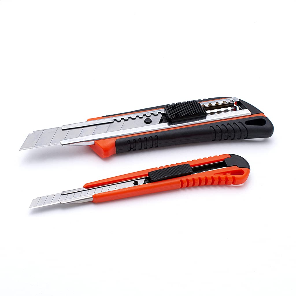 Snap-Off Utility Knife Set with 20 Blades - Heavy Duty Retractable Cutter for Office, Home, Art & Crafts - Perfect for Box Opening, Packaging, DIY Projects & Precision Cutting