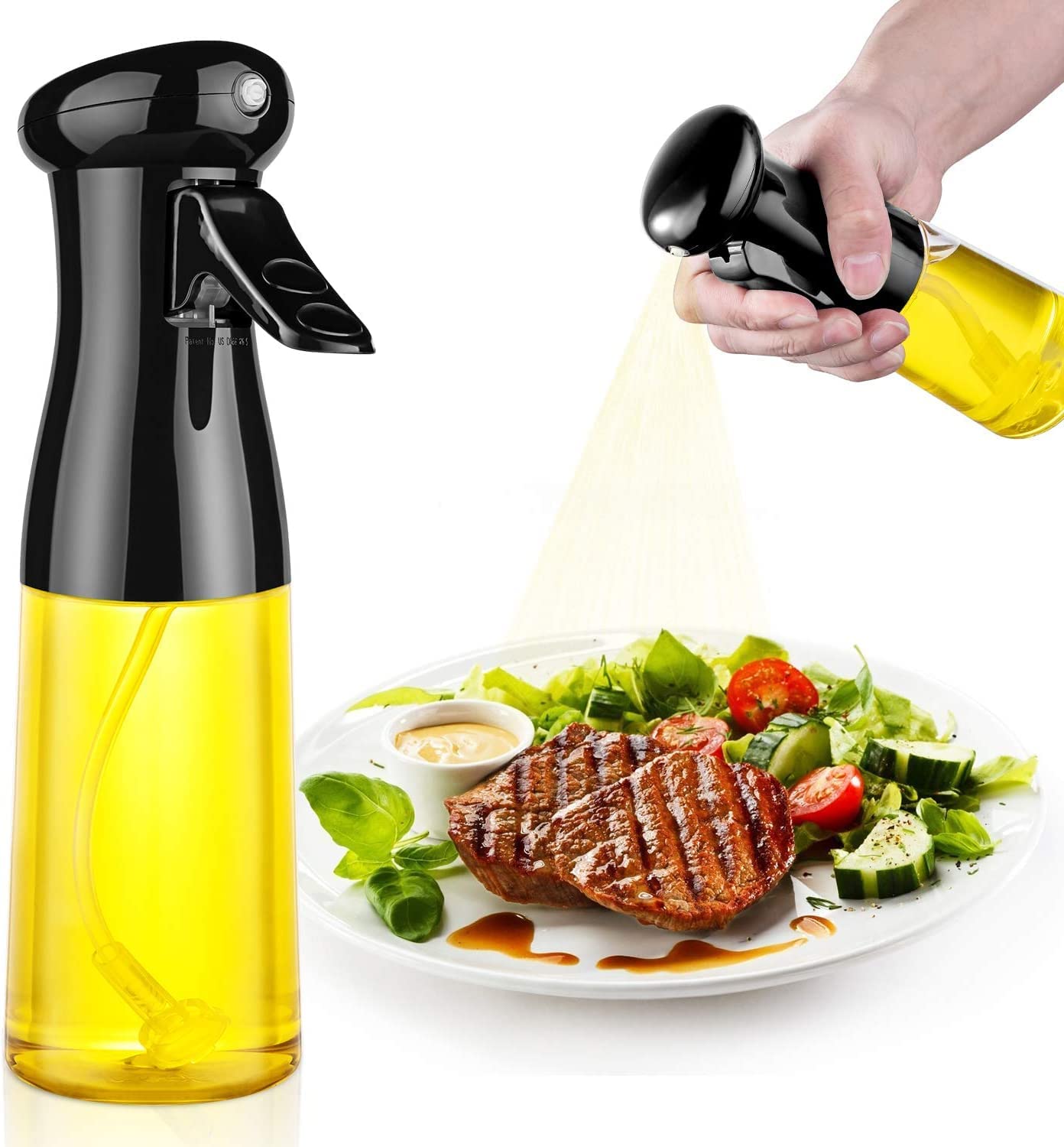 Premium Glass Olive Oil Sprayer for Cooking - Refillable Oil Mister Dispenser for Kitchen, Air Fryer, Salad, Baking & Grilling (210ml, Multicolor) - Perfect for Healthy Cooking & Meal Prep