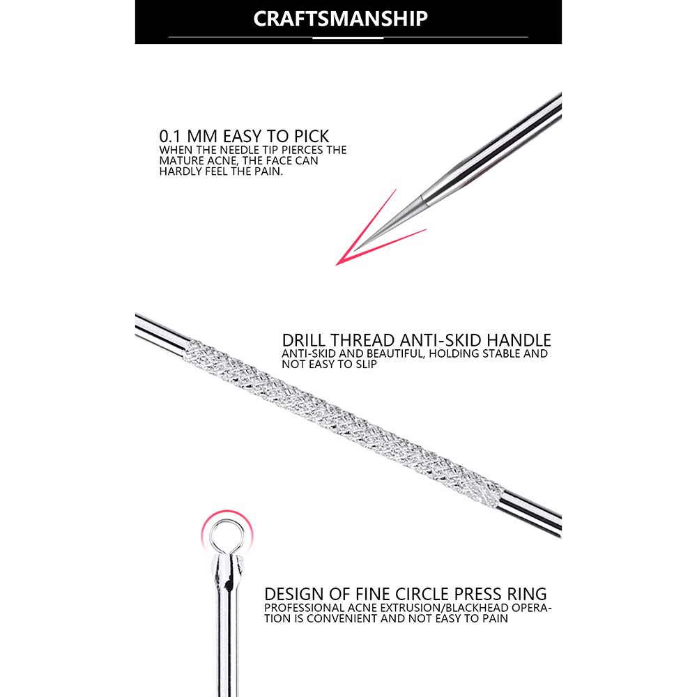 Professional Stainless Steel Acne Needle & Blackhead Remover Tool Kit - 6-Piece Beauty Tools Set for Facial Care, Pimple Popping & Skin Treatment - Perfect for Home Spa, Salon & Travel Skincare