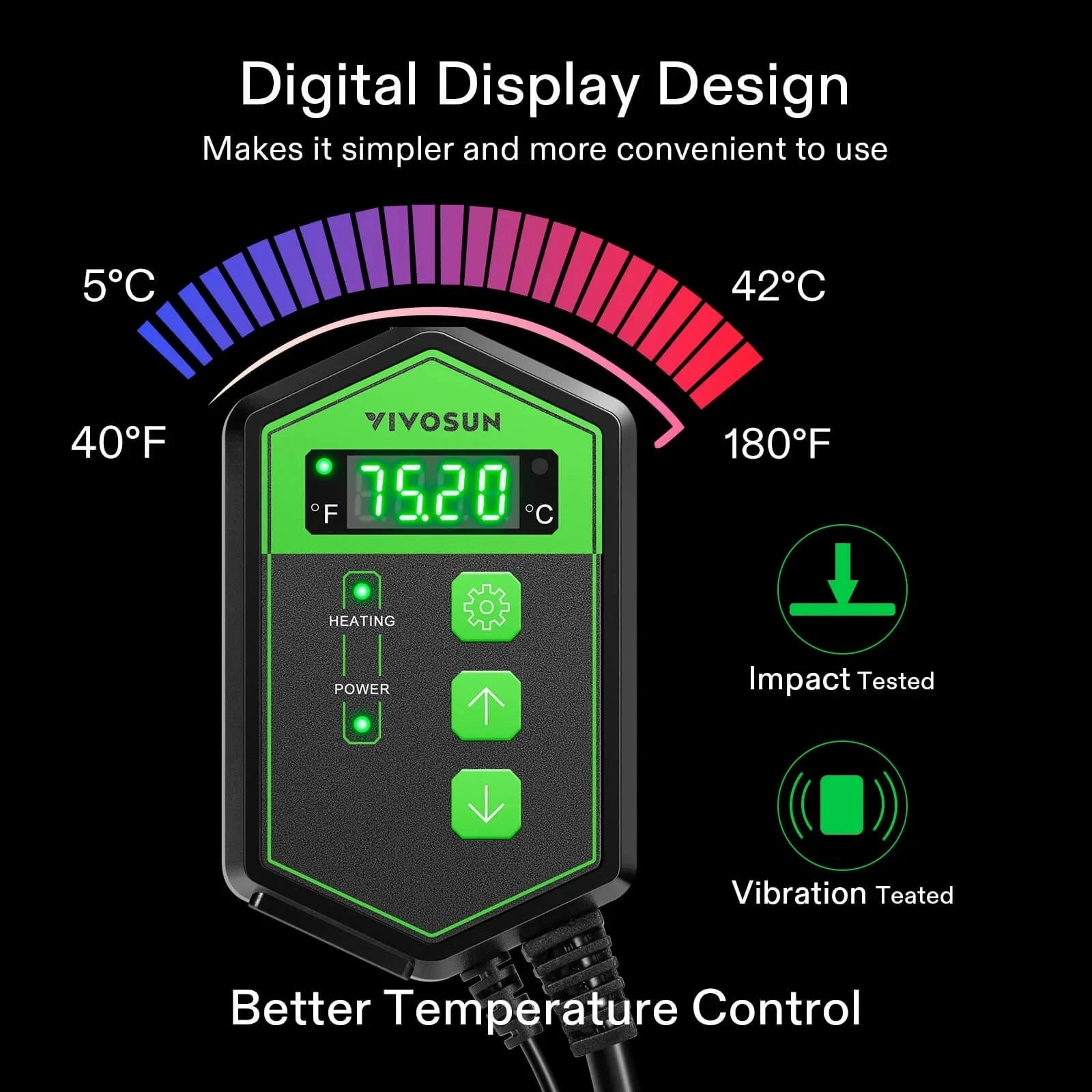 Vivosun 6 x 8 Inch Reptile Heat Mat with Digital Thermostat Combo - Perfect for Terrariums, Snake Tanks & Lizard Habitats