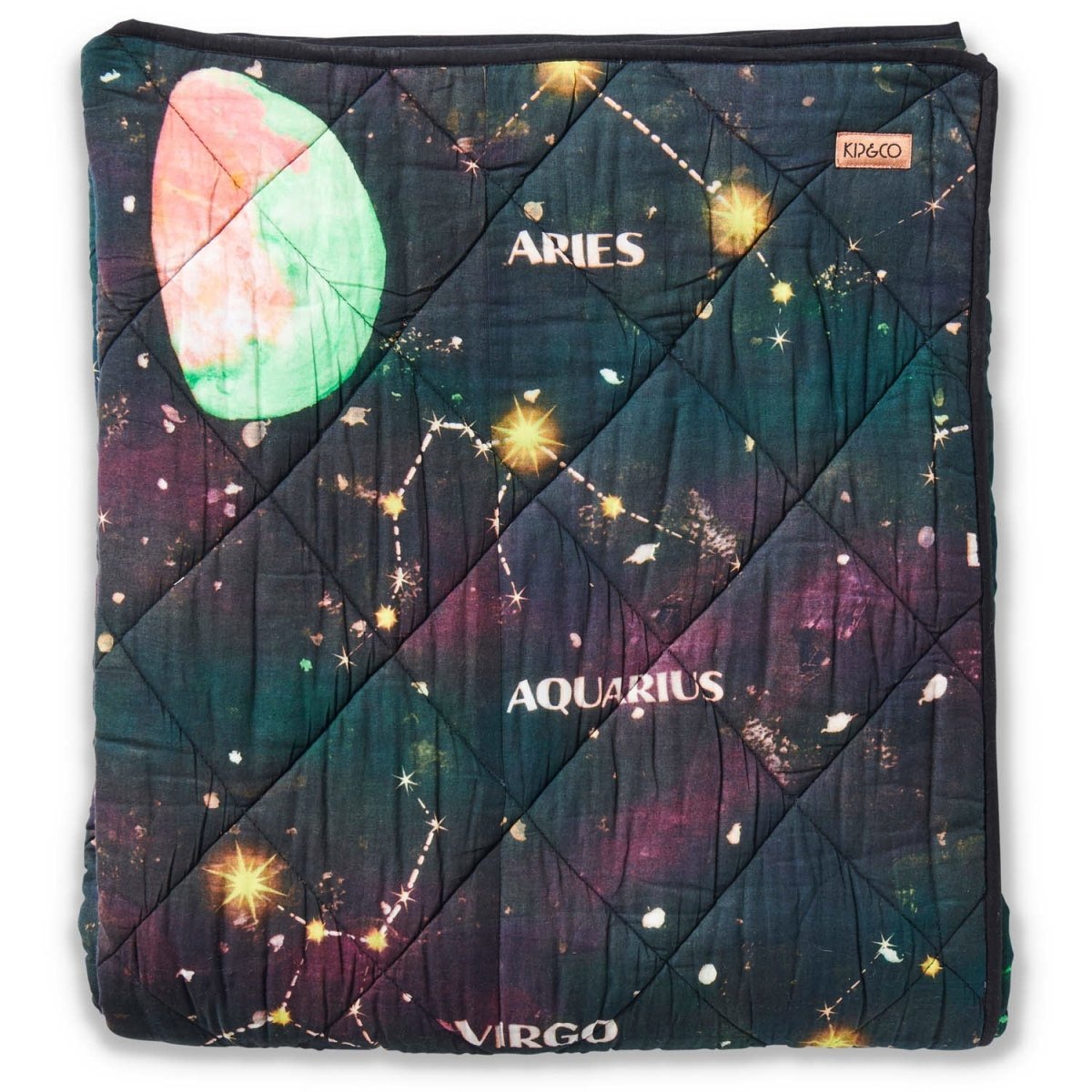 Zodiac Quilted Kids Bedspread - Soft & Cozy Astrological Theme Bedding for Children's Room Decor | Perfect for Nursery, Bedroom & Sleepovers
