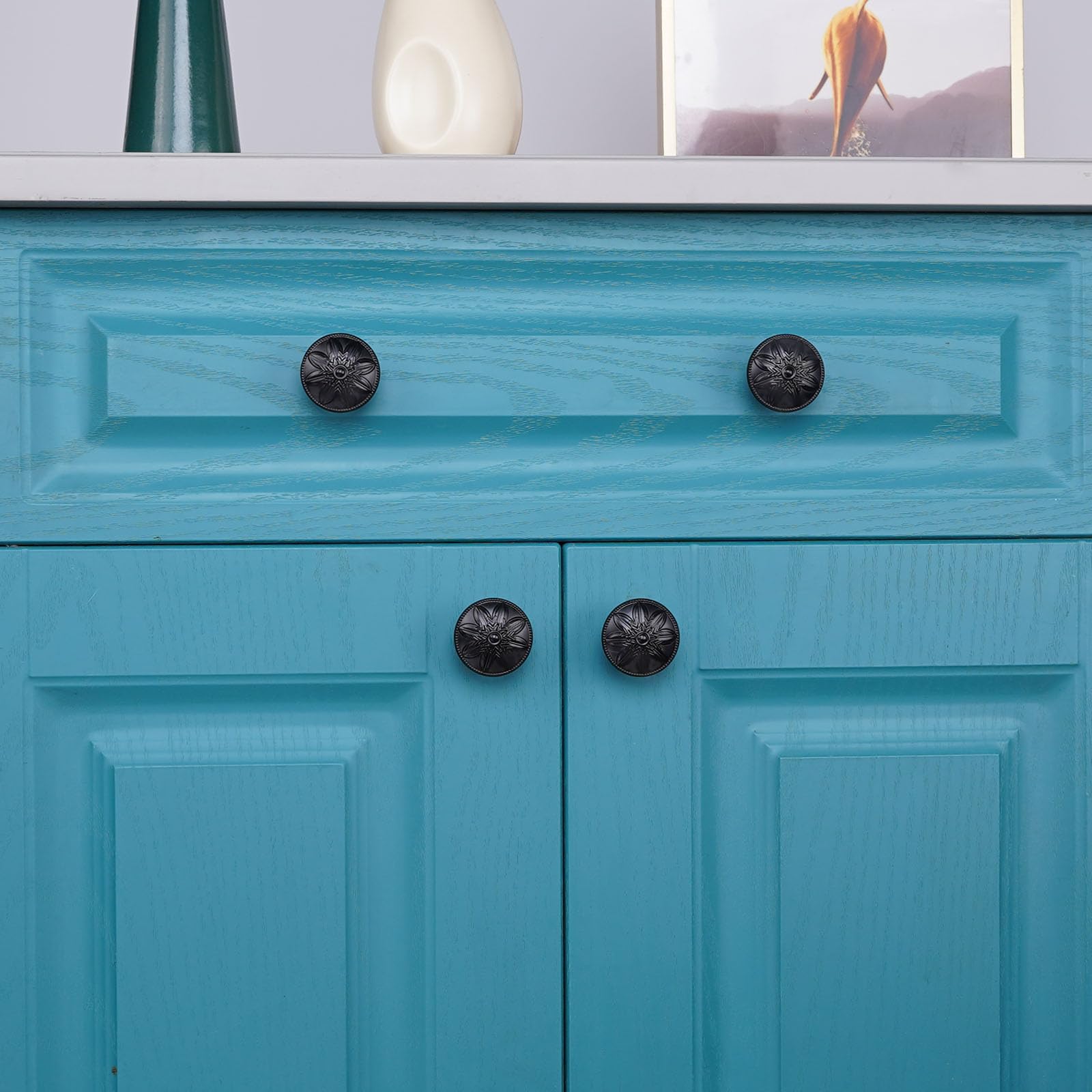 12 Pack Matte Black Cabinet Knobs - 1-2/5