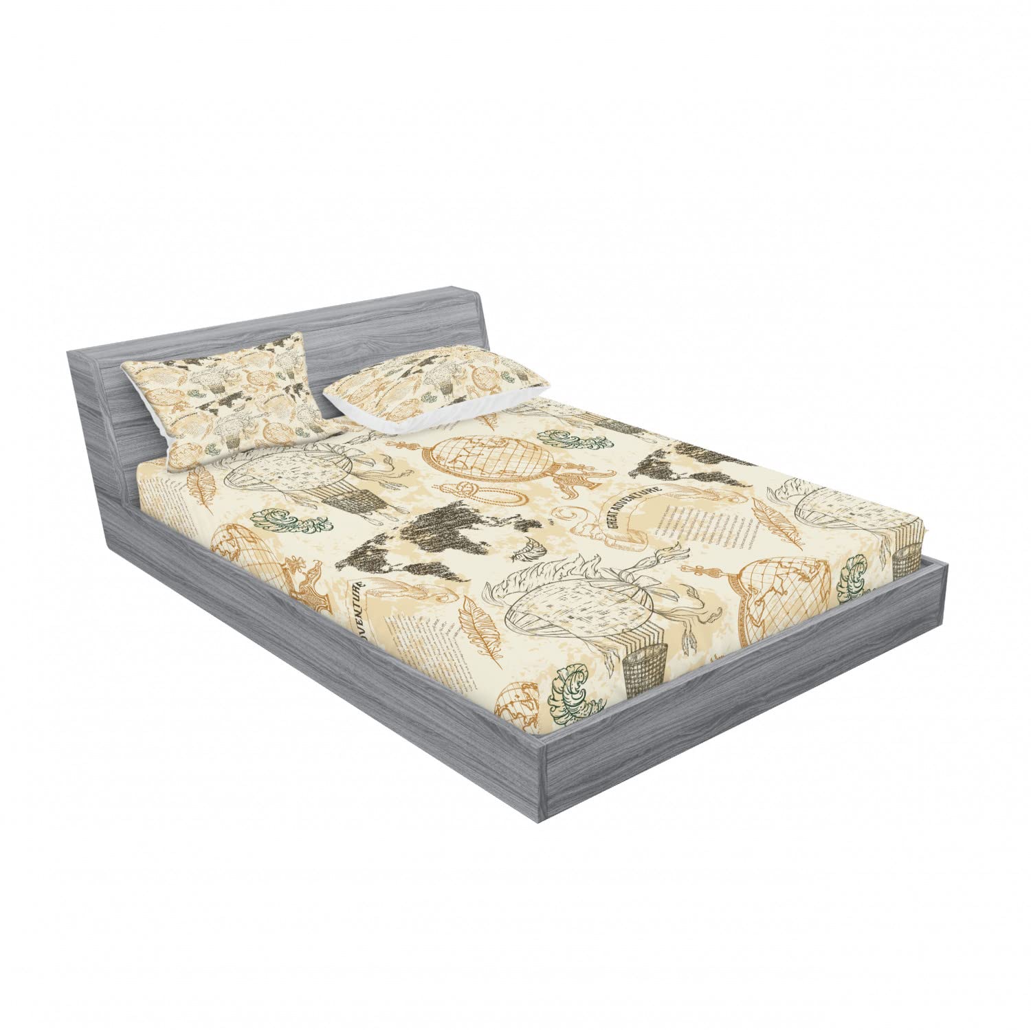 Ambesonne 4-Piece King Size Bedding Set - 2 Fitted Sheets & 4 Pillow Shams with Autumn Apple Leaf Design | Soft Wrinkle-Resistant Fabric for Comfortable Sleep | Perfect for Fall Decor, Guest Rooms & Cozy Bedroom Makeovers
