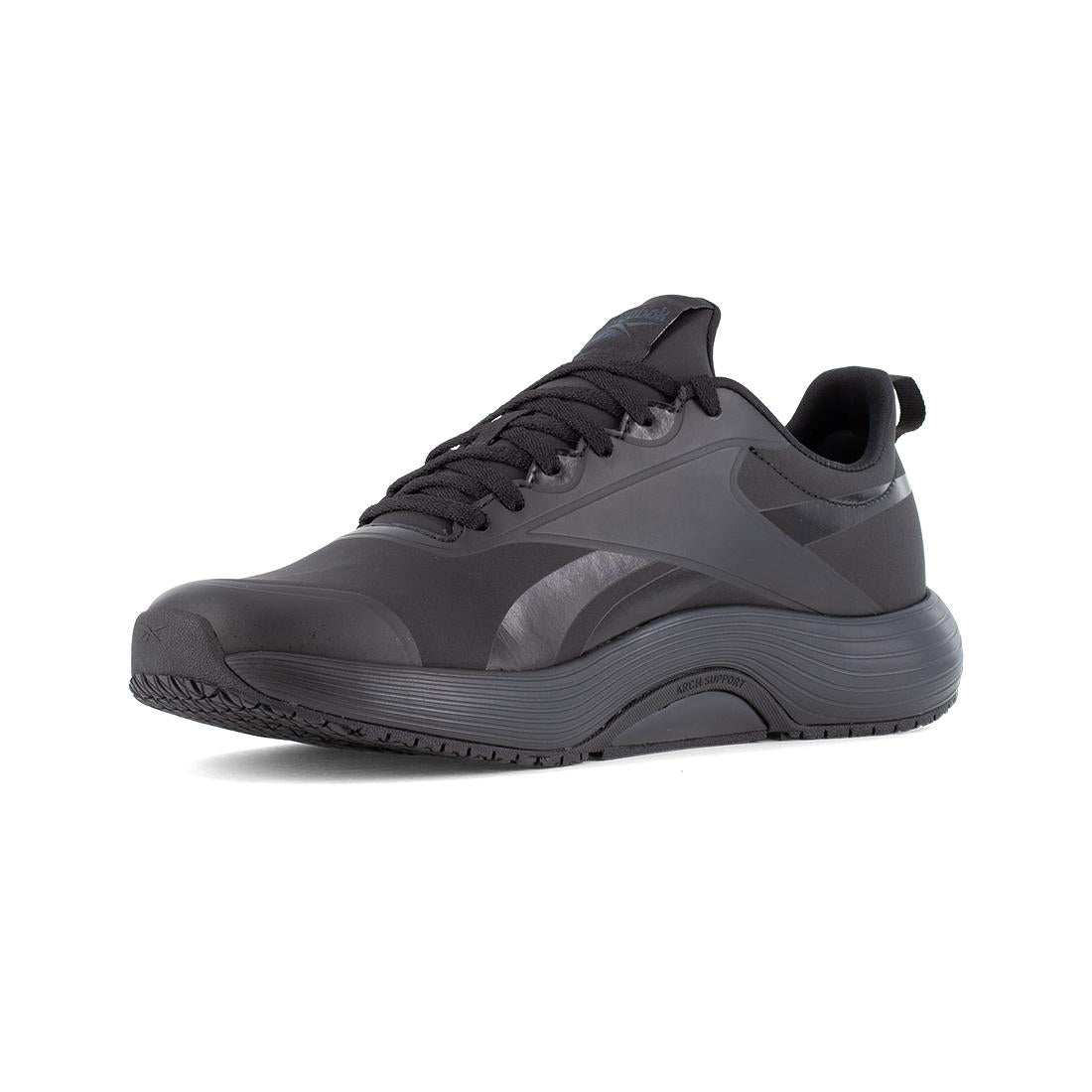 Lite Plus 4 Athletic Soft Toe Slip-Resistant Work Shoes for Men & Women - Black | Lightweight Comfortable Non-Slip Sneakers for Running, Walking, Gym & Outdoor Activities