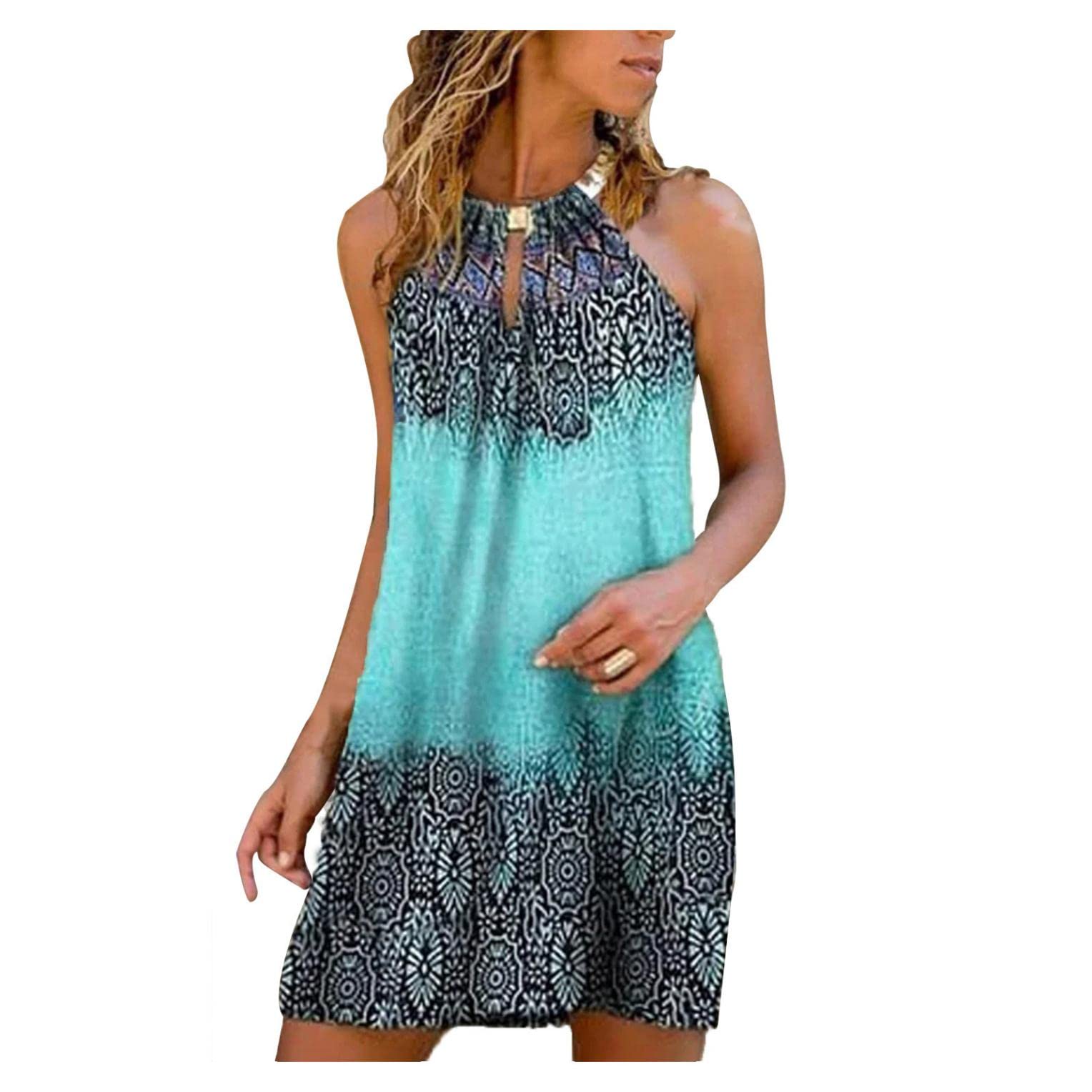 Women's Summer Floral Print Sleeveless Dress - Casual Loose Beach Vacation Dress for Outdoor Parties, Travel & Tropical Getaways