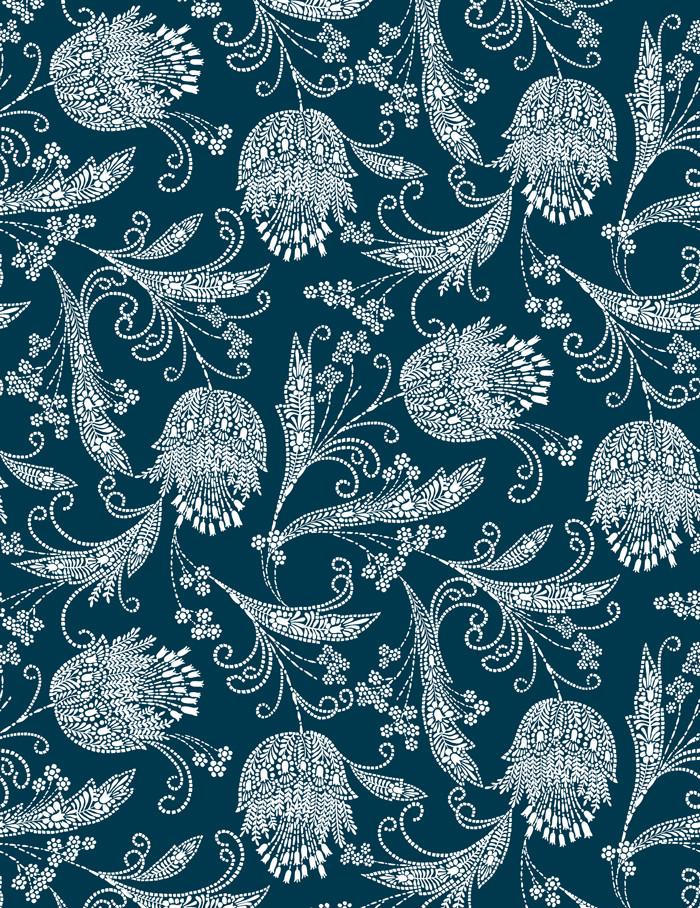 Eleanor Rigby Indigo Wallpaper by Wallshoppe - Vintage Music Inspired Peel & Stick Wallpaper for Bedroom, Living Room & Home Decor