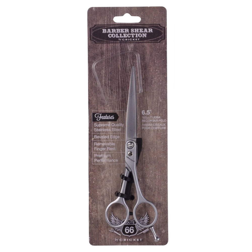 Professional Cricket Route 66 Barber Hair Cutting Shears - Stainless Steel Hair Scissors for Precision Styling & Trimming - Perfect for Salon, Home Haircuts & Beard Grooming