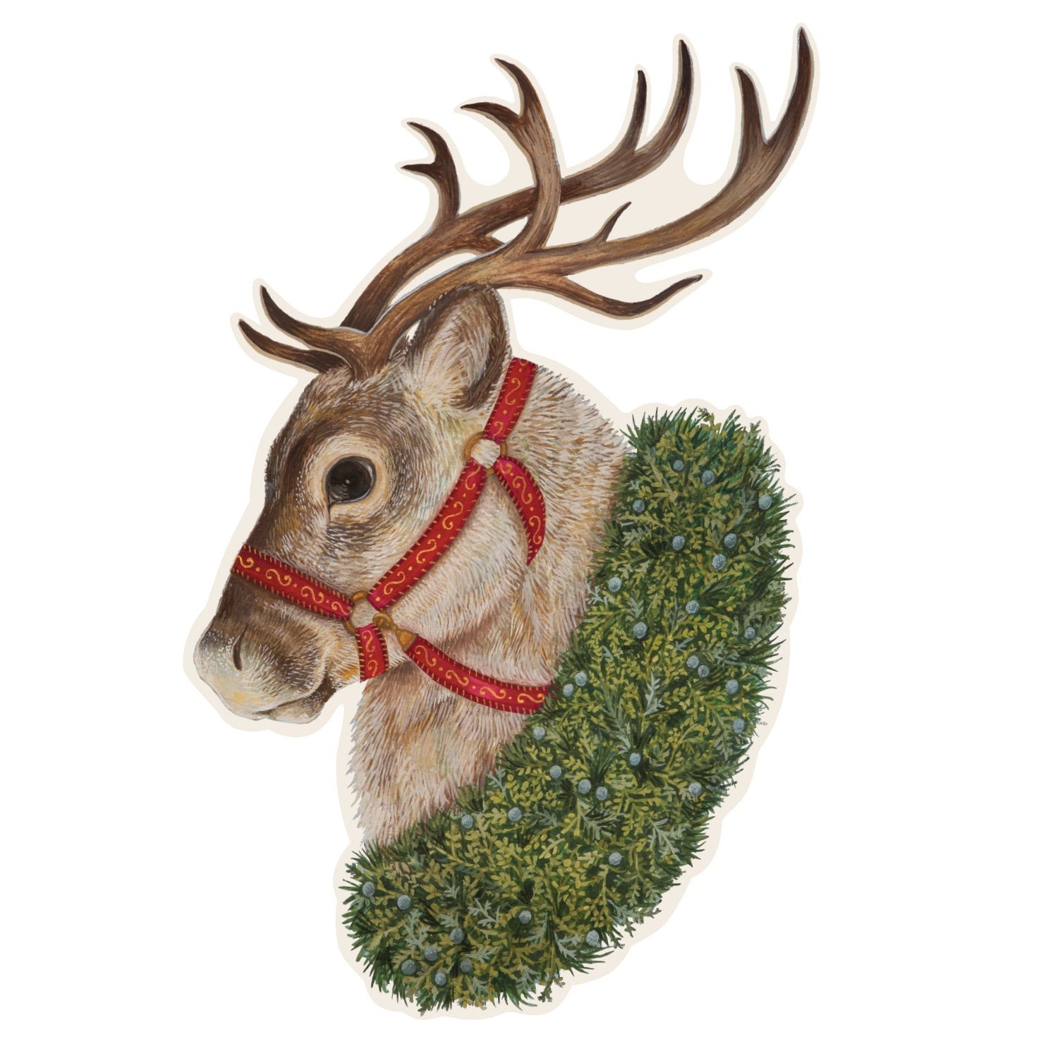 Christmas Reindeer Die-Cut Placemats - Set of 4 Holiday Table Mats for Festive Dining, Party Decor, and Seasonal Home Decoration
