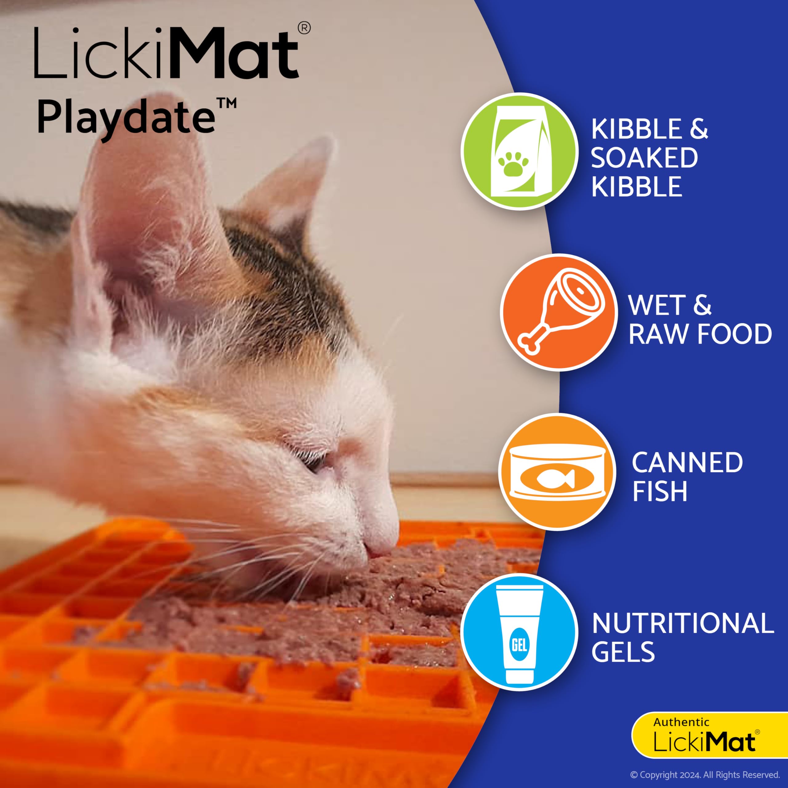 LickiMat Classic Playdate Cat Slow Feeder Lick Mat - Anxiety & Boredom Relief for Cats - Perfect for Food, Treats, Yogurt & Peanut Butter - Fun Alternative to Slow Feed Cat Bowls - Turquoise - Great for Mealtime Enrichment & Stress Reduction