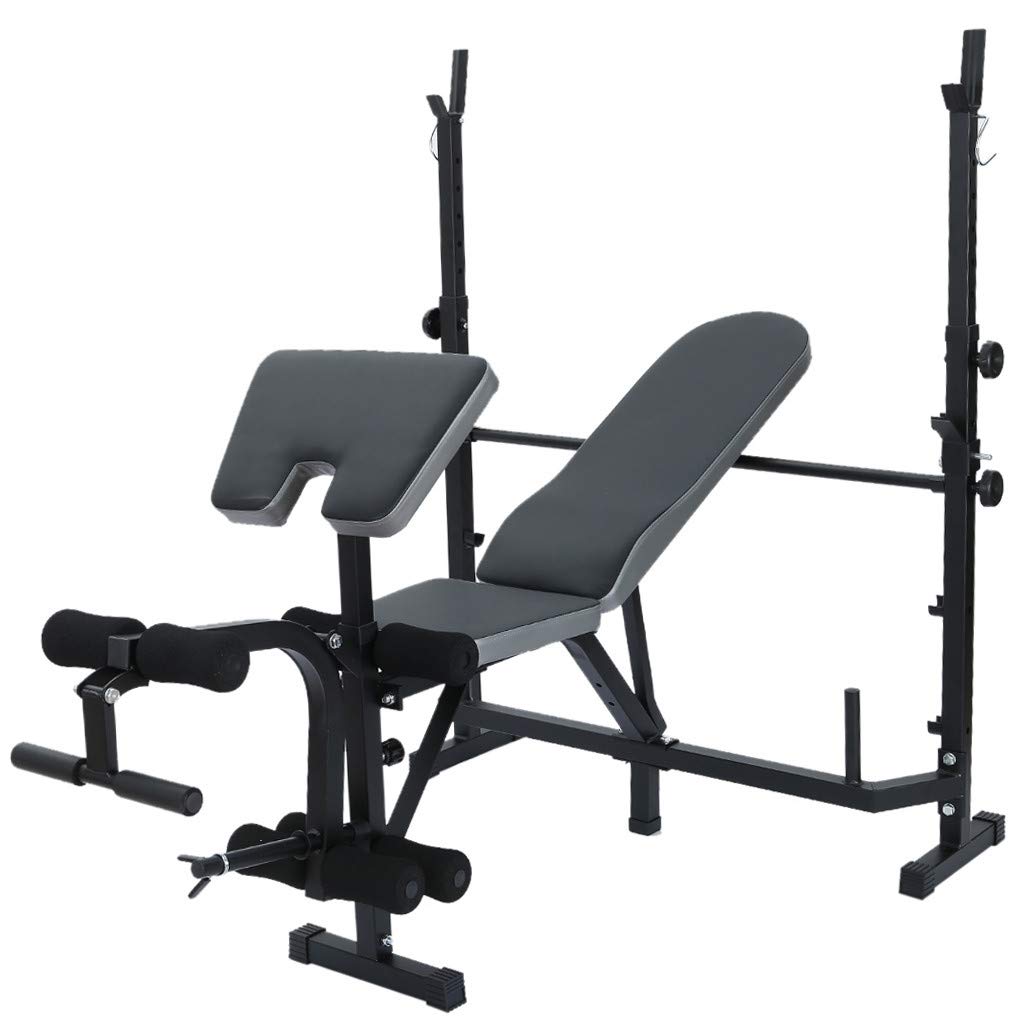 Premium Adjustable Olympic Weight Bench with Leg Extension & Curl - 330lbs Capacity, Barbell Rack & Preacher Curl Pad - Heavy Duty Home Gym Equipment for Strength Training & Bodybuilding