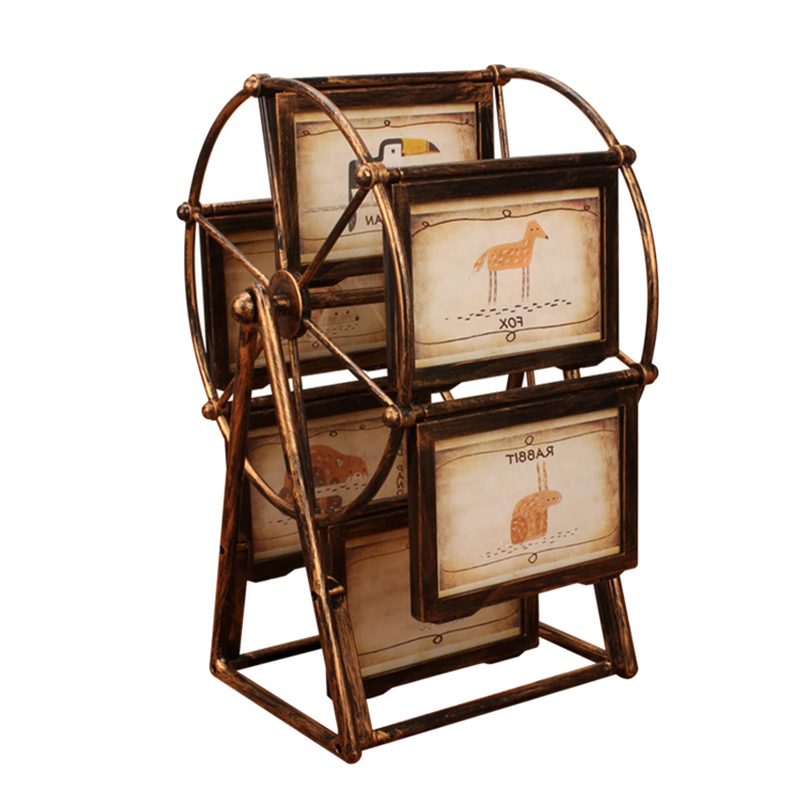 Rotatable Windmill Ferris Wheel Picture Frame - Retro DIY Tabletop Photo Display Holds 12 Photos - Personalized Family Photo Frame for Home Decor, Christmas & Birthday Gifts - Perfect for Living Room, Bedroom & Office Display