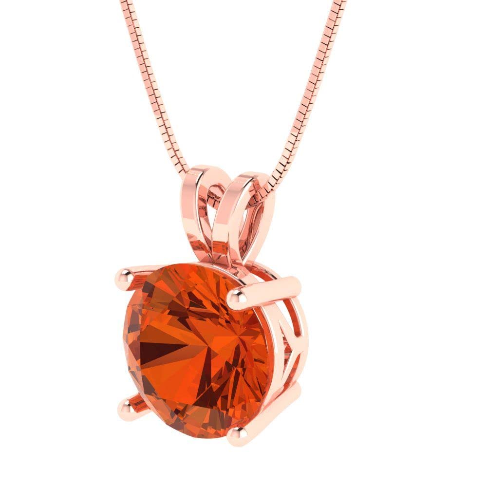 3.0ct Round Cut Fancy Red Simulated Diamond Solitaire Pendant with 16